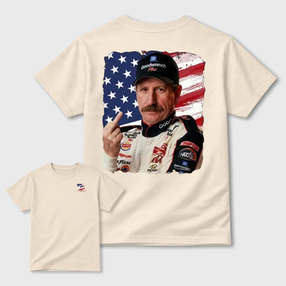 Dale Earnhardt Middle Finger 4th of July T-Shirt, Classic Racing Fan Tee, Trendy Racing Apparel TShirt, Unisex Clothes For Women and Men, Gift For Independence Day T-Shirt
