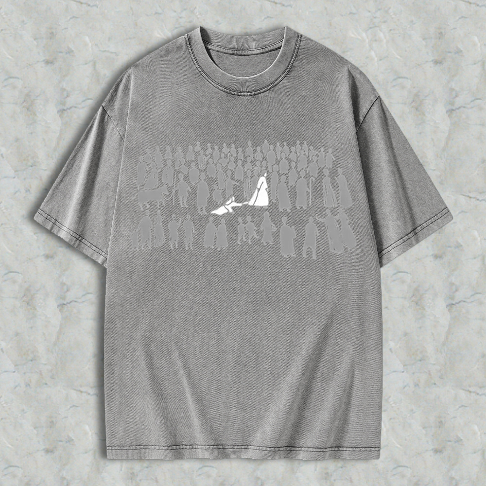 Christian Printed Short-Sleeve Round-Neck 100% Cotton Fitted T-Shirt - "By His Wounds We Are Healed" Graphic, Unisex Streetwear Clothing Casual Top Washed Shirt 