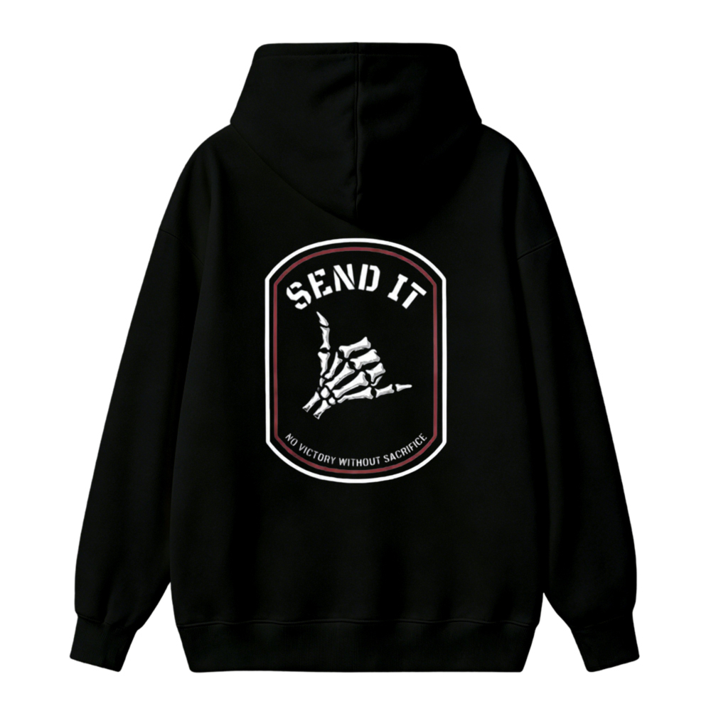 Send It Skeleton Hand Patch No Victory Without Sacrifice Graphic Unisex Classic Hoodie