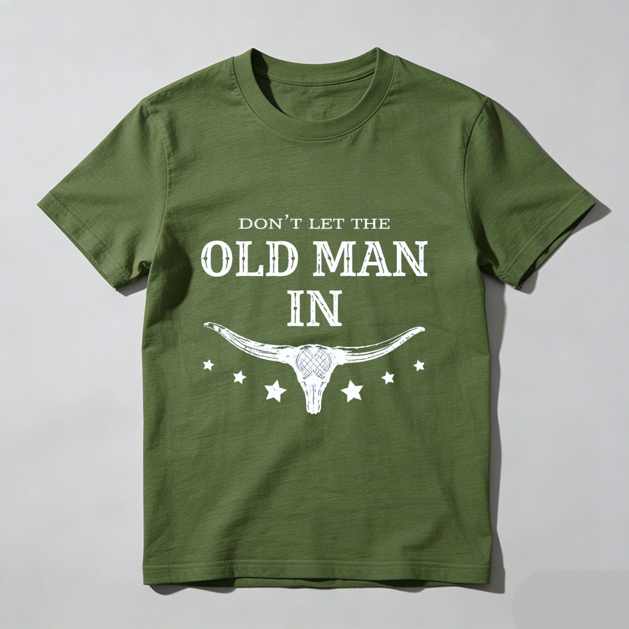 TEECURENT Dont Let The Old Man In Texas Longhorn Skull T Shirt