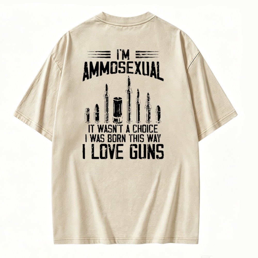 Ammosexual I Love Guns Bullet Graphic Washed T-shirt