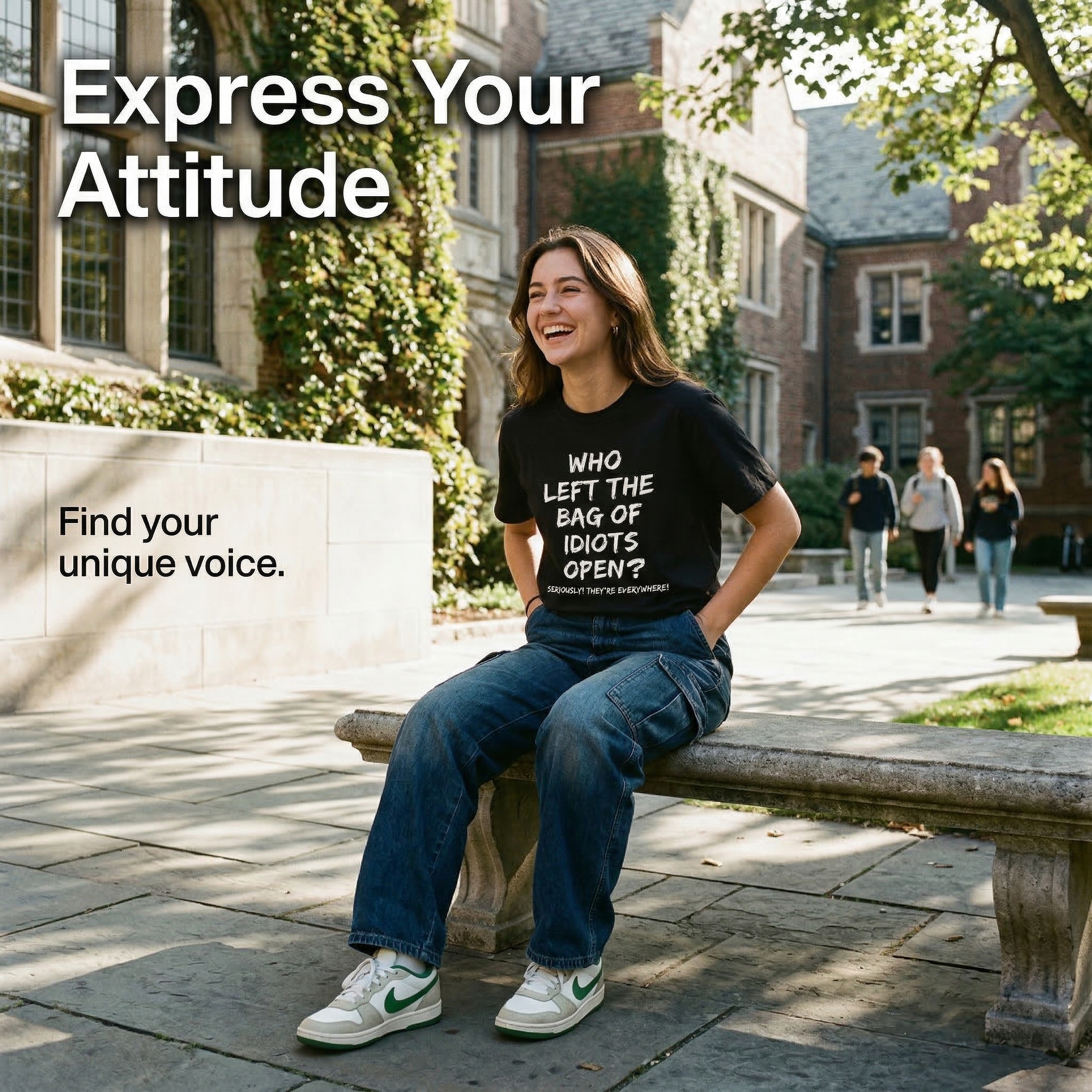 TEECURENT Who Left The Bag Of Idiots Open Pure Cotton Short Sleeve T Shirt