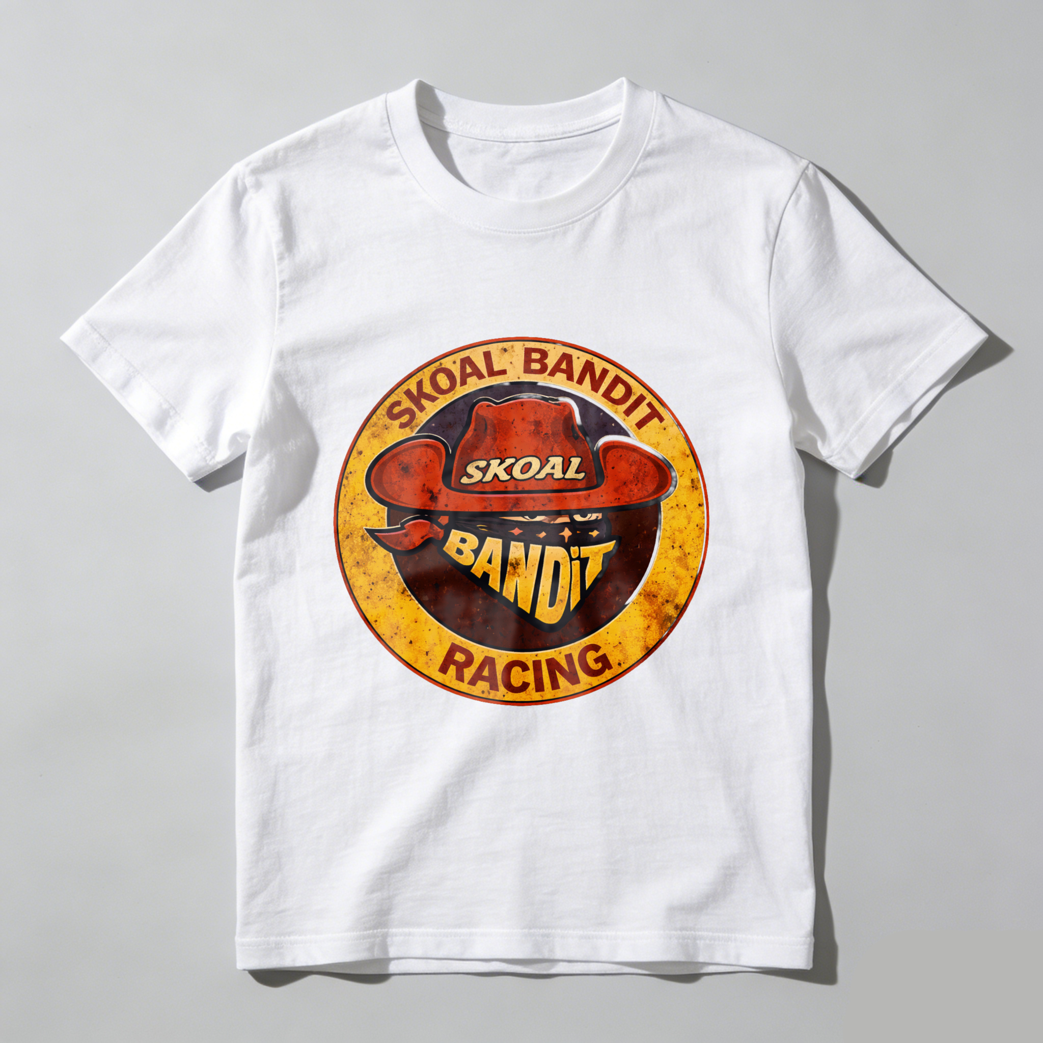 Skual Bandit Racing T Shirt Vintage Logo Design Black Cotton Men Women Unisex Casual Wear