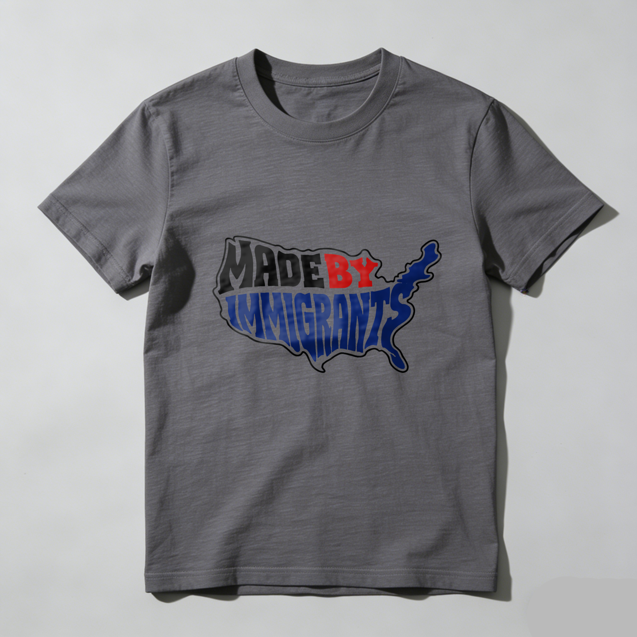 TEECURENTMade By Immigrants Usa Map T Shirt American Flag Design Patriotic Clothing For Men Women Unisex Black Tee-TeeCurent