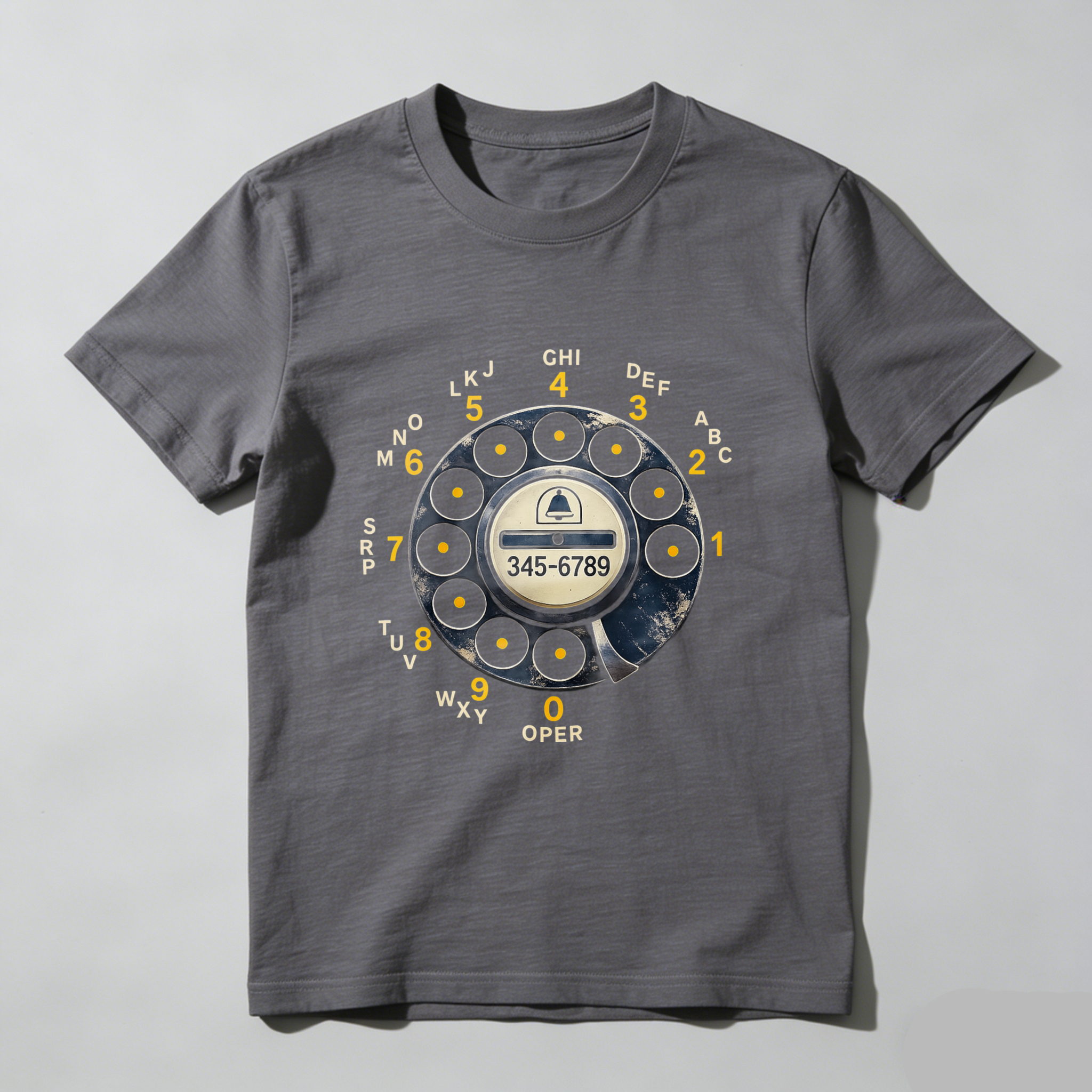 Vintage Rotary Dial Phone T-Shirt Made In Usa Retro Telephone Design Black Cotton Shirt Unisex Classic Style Gift For Tech Enthusiasts