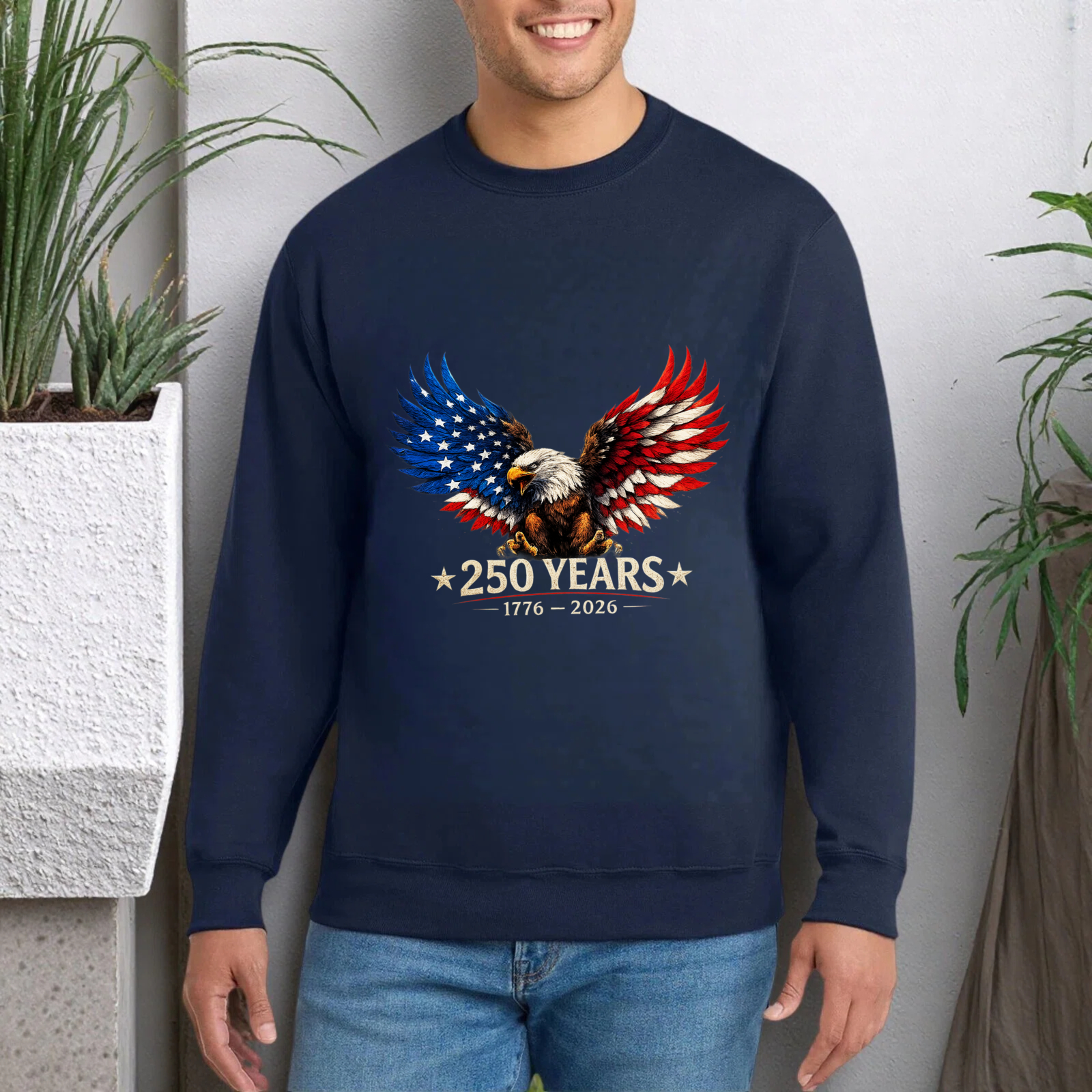 American Eagle 250 Years Independence Day Usa Flag Sweatshirt 1776 2026 Patriotic Crewneck Pullover Shirt For Men Women