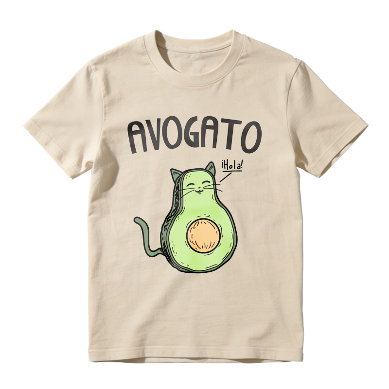 Avocado Cat With Hola Text Unisex Classic T-shirt