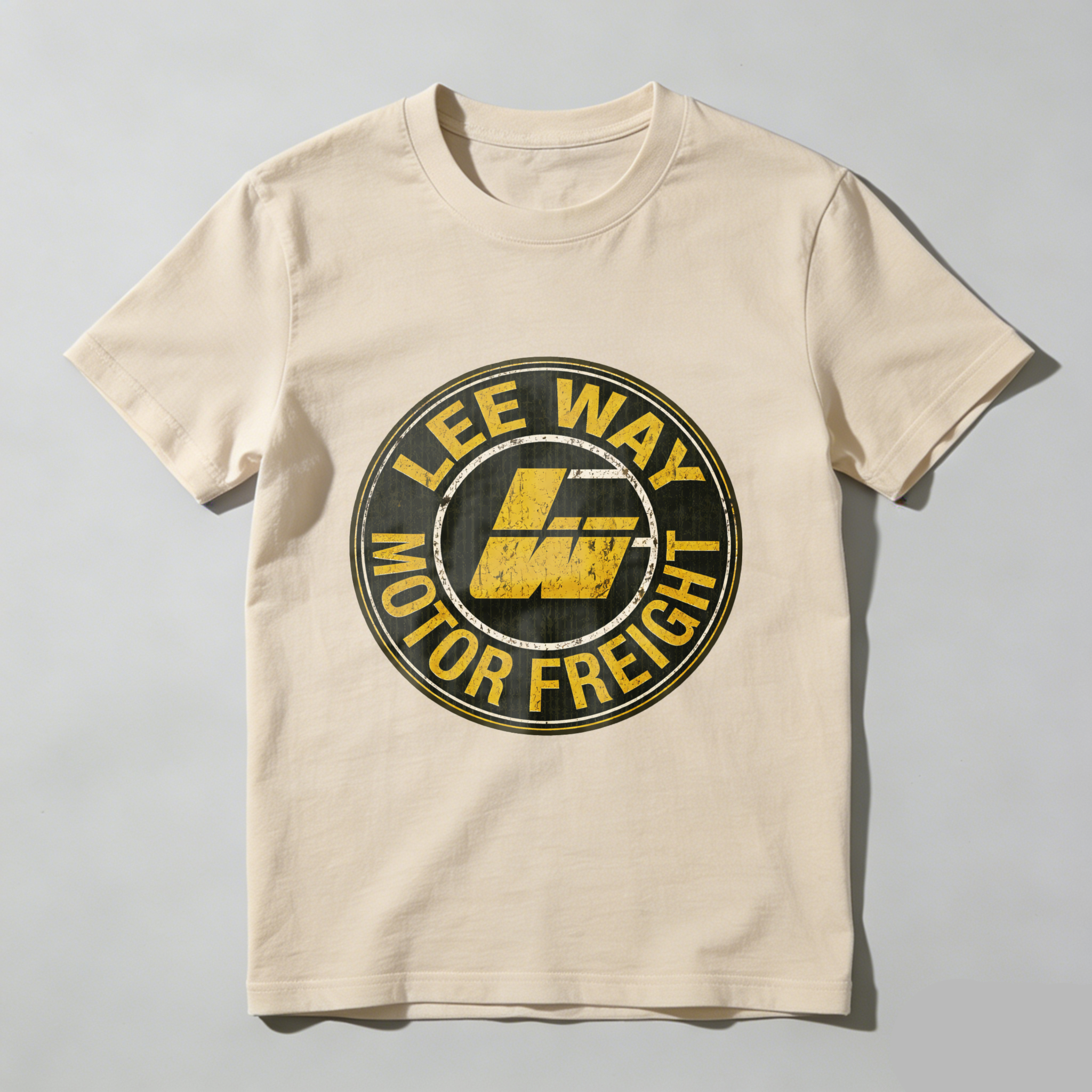 Lee Way Motor Freight Logo T Shirt Black Vintage Style Design For Trucking Enthusiasts And Freight Industry Fans