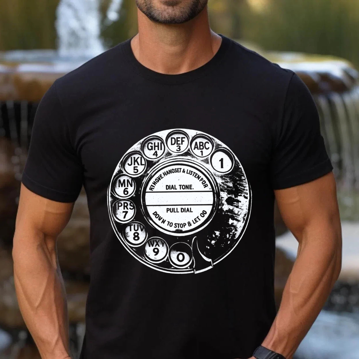 Vintage Rotary Phone Dial Design T-Shirt Made In Usa Classic Retro Telephone Graphic Unisex Black Shirt