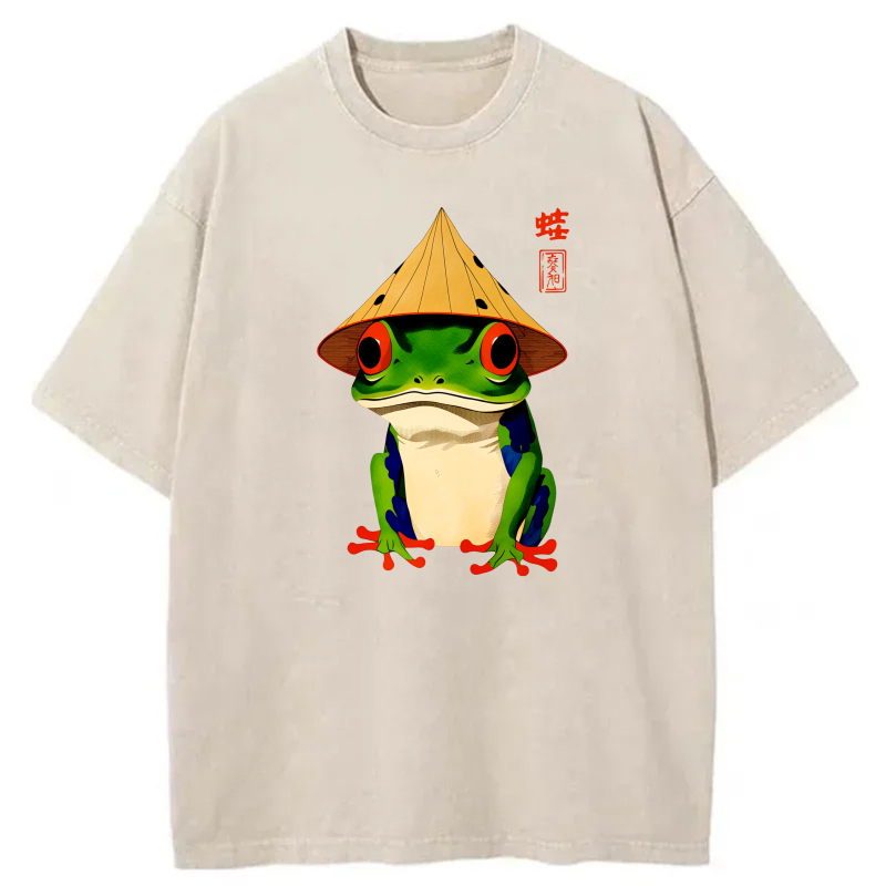Frog Wearing Conical Hat With Red Eyes tshirt 100% cotton
