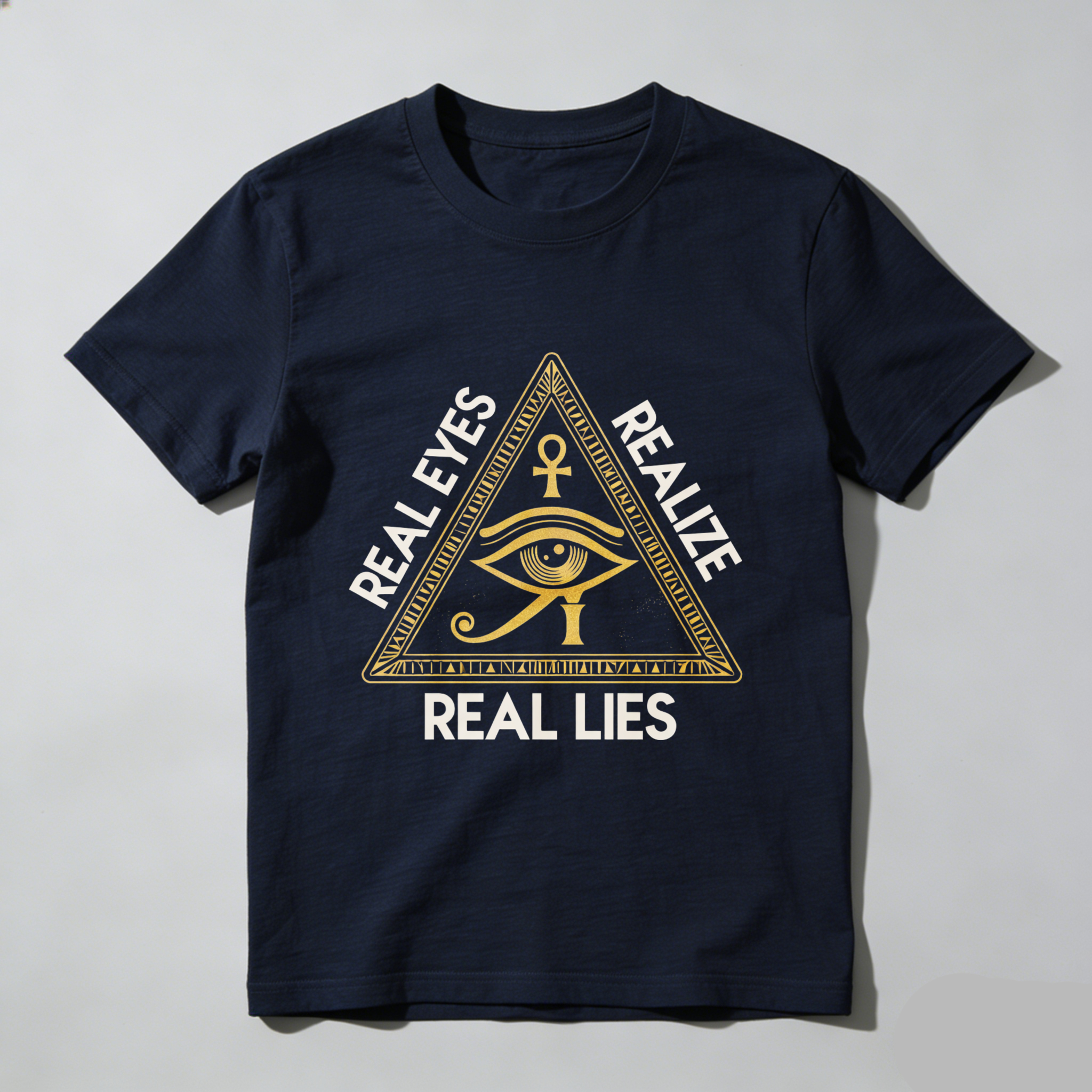 TEECURENT  Real Eyes Realize Real Lies Pyramid Eye Symbol TEECURENT