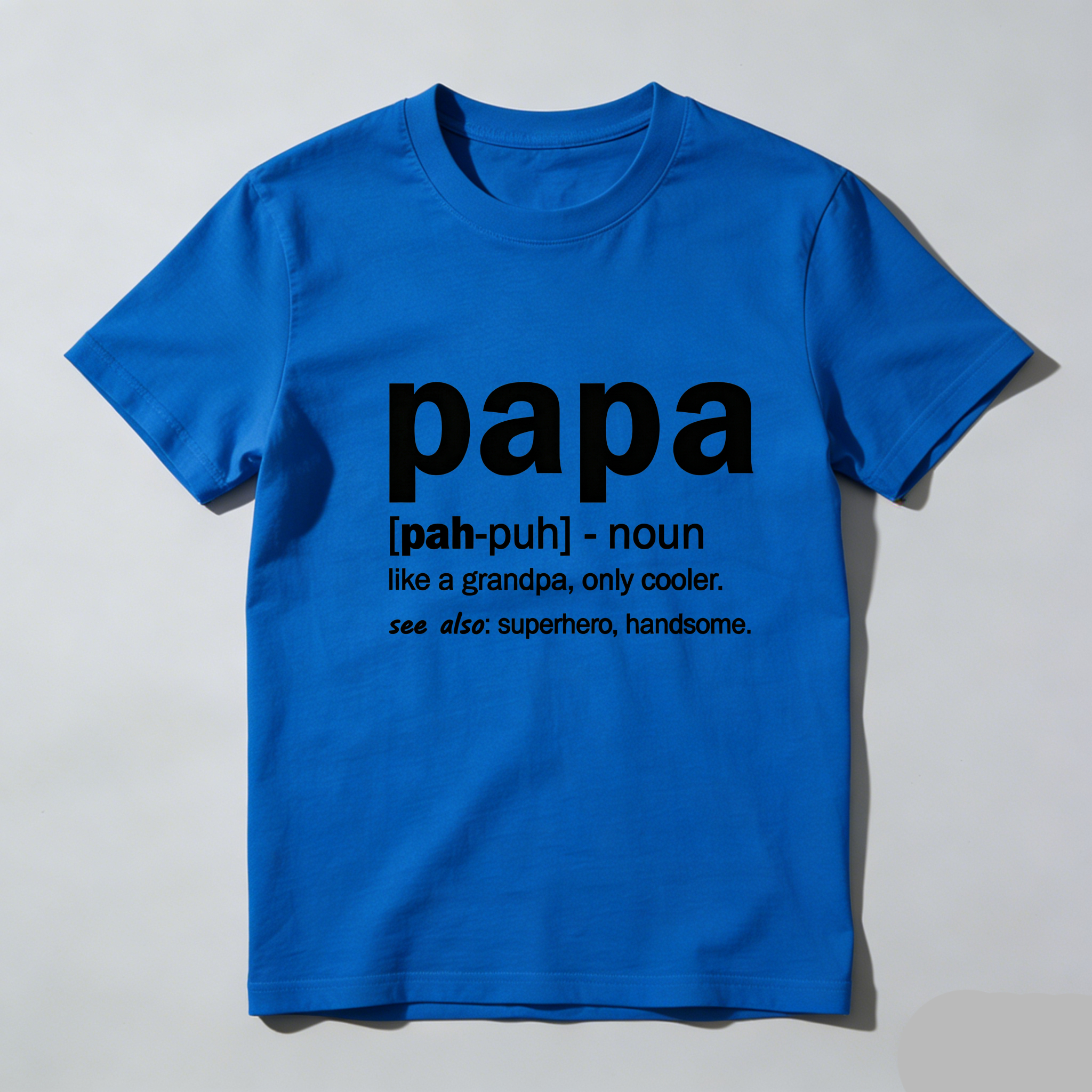 TEECURENT Papa Definition Cool Grandpa Superhero Handsome Pure Cotton Short Sleeve T Shirt-TeeCurent
