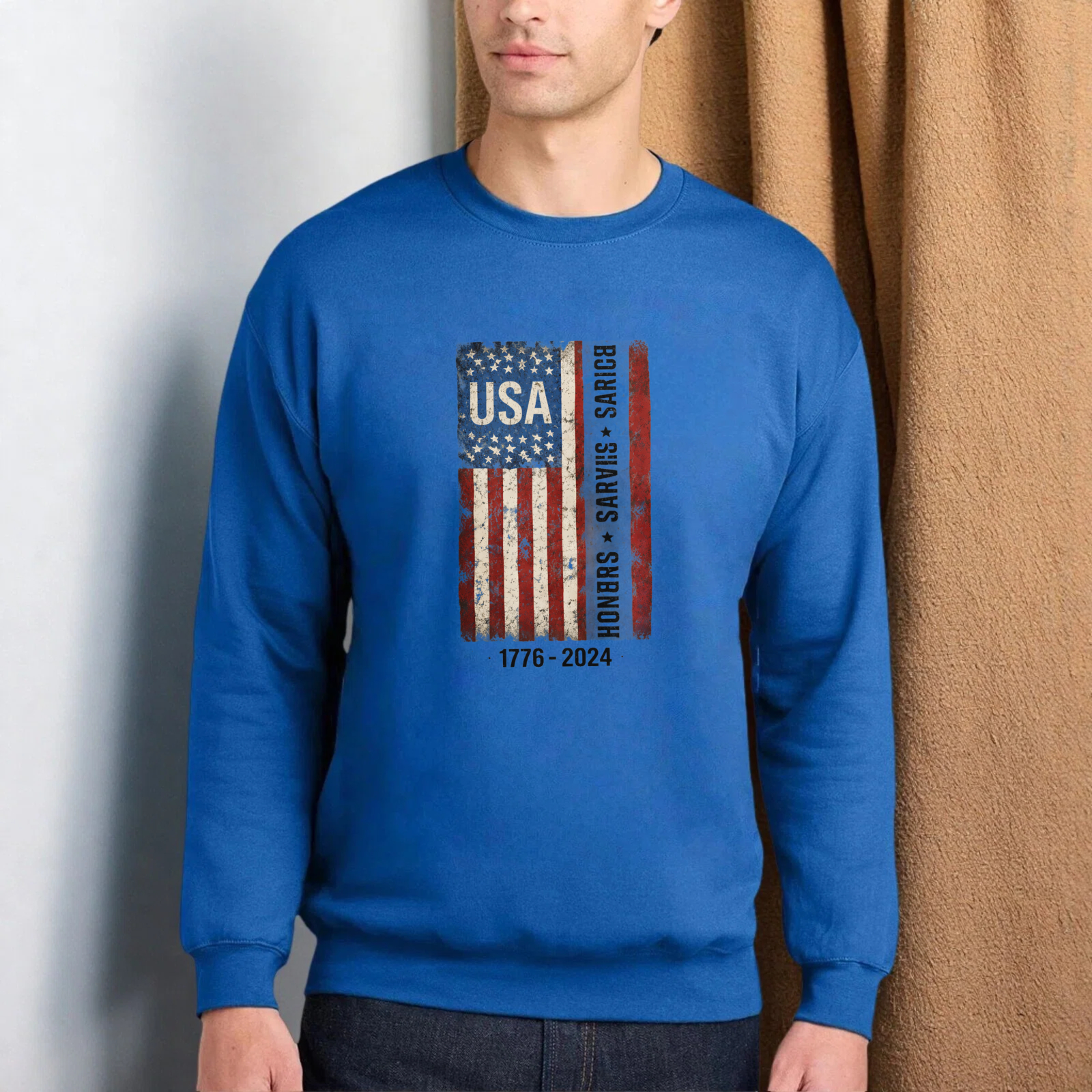 Usa Flag American Patriotic Sweatshirt Black Crewneck Long Sleeve Casual Wear For Men Women 2023 Edition