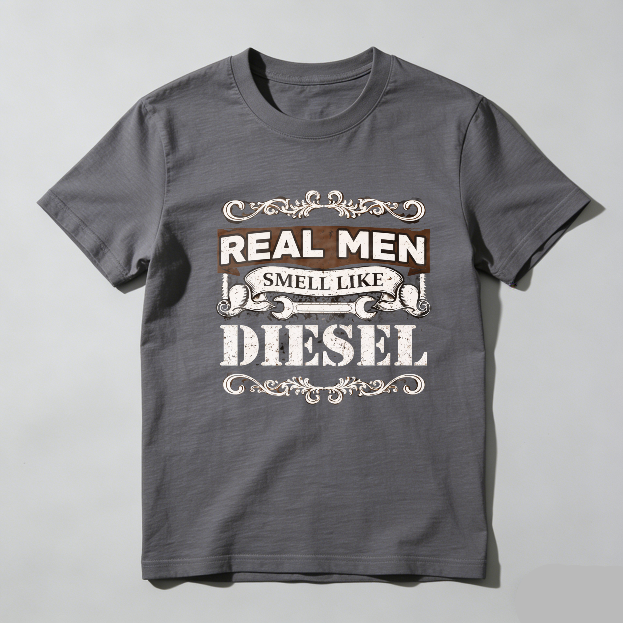 Real Men Smell Like Diesel T-Shirt For Men Mechanical Workwear Gift For Truck Drivers And Mechanics