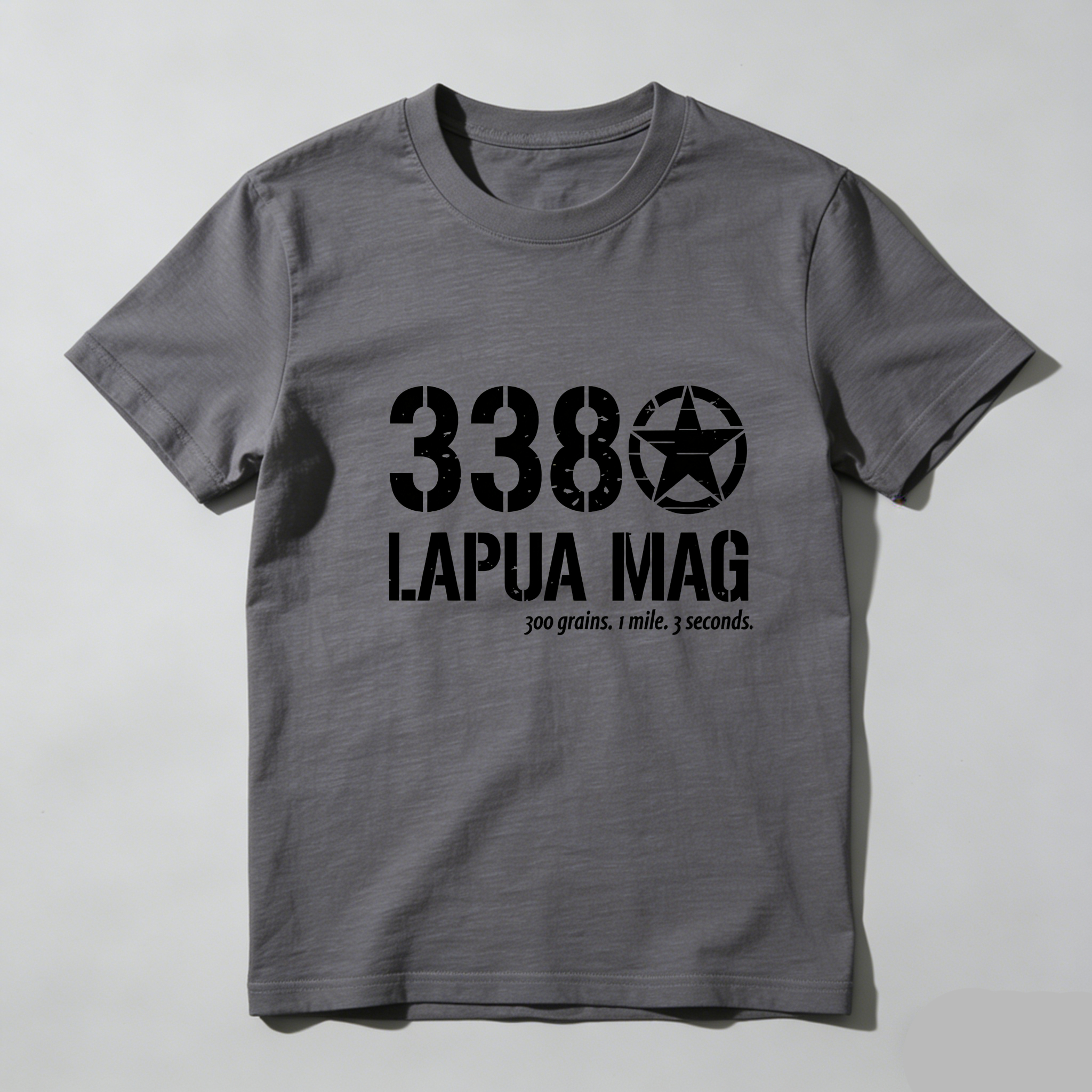TEECURENT 338 Lapua Mag 300 Grains 1 Mile 3 Seconds Pure Cotton Short Sleeve T Shirt-TeeCurent