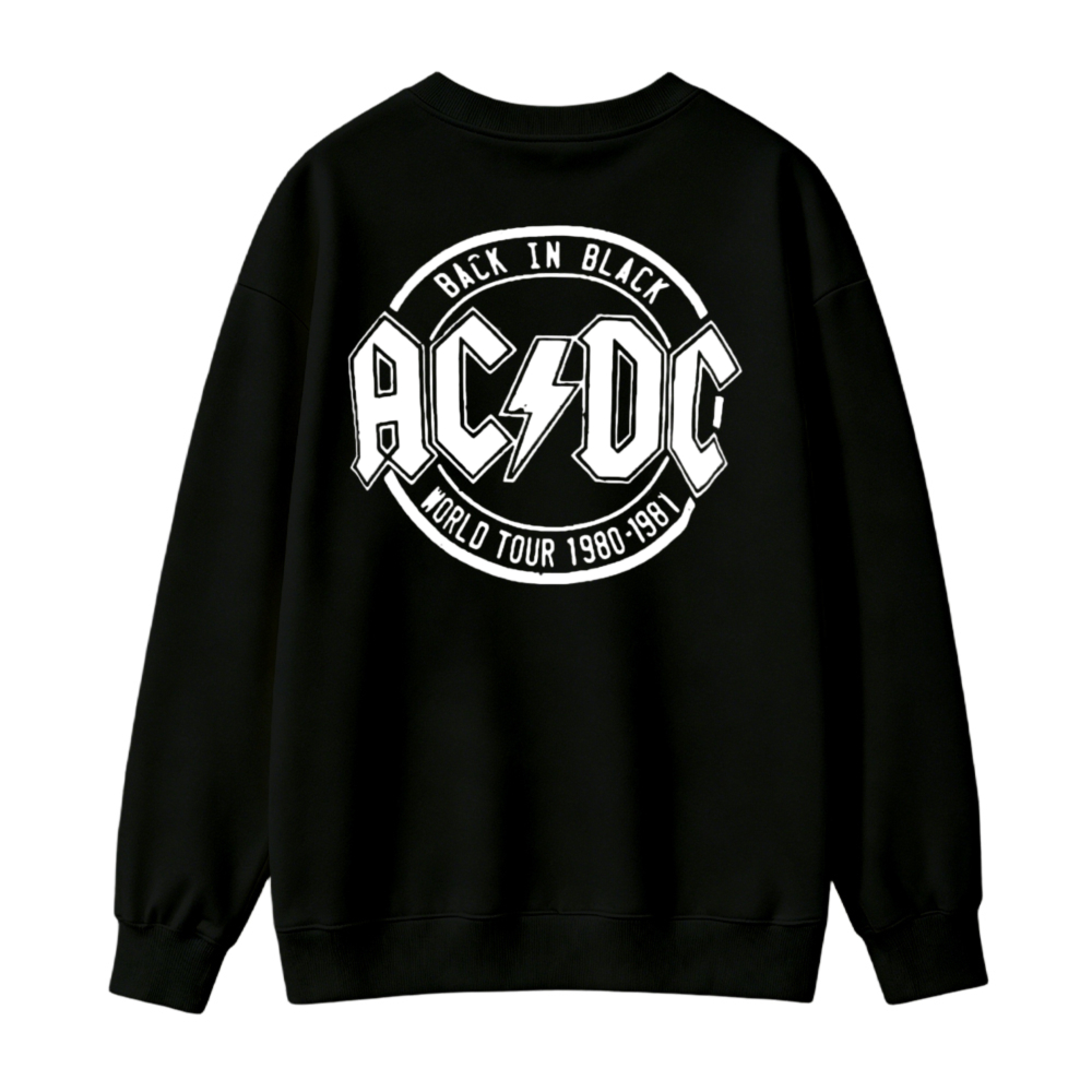 Ac Dc Back In Black World Tour 1980 1981 Rock Band Logo Sweatshirt