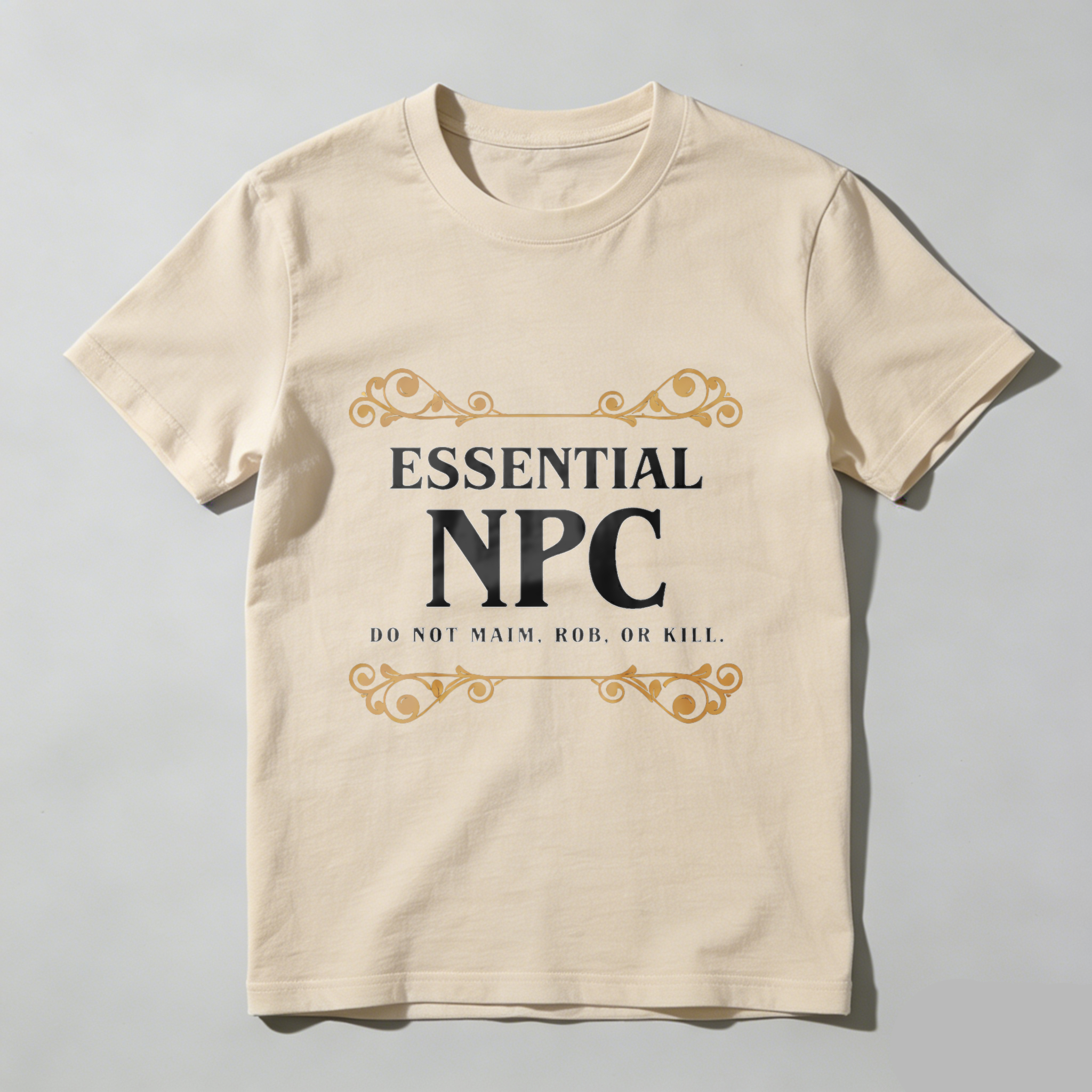 TEECURENT Essential Npc Do Not Maim Rob Or Kill T Shirt Gamer Humor Role Playing Game Rpg Costume Party Gift