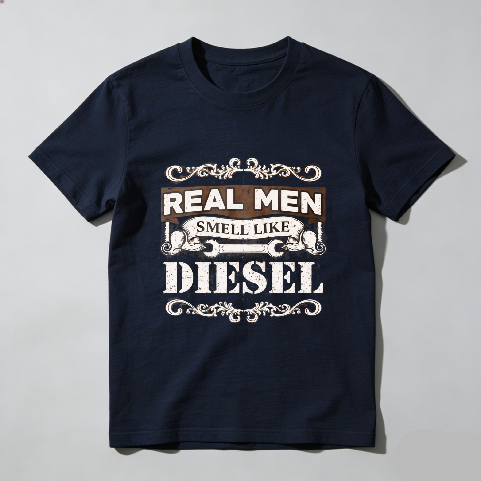 Real Men Smell Like Diesel T-Shirt For Men Mechanical Workwear Gift For Truck Drivers And Mechanics