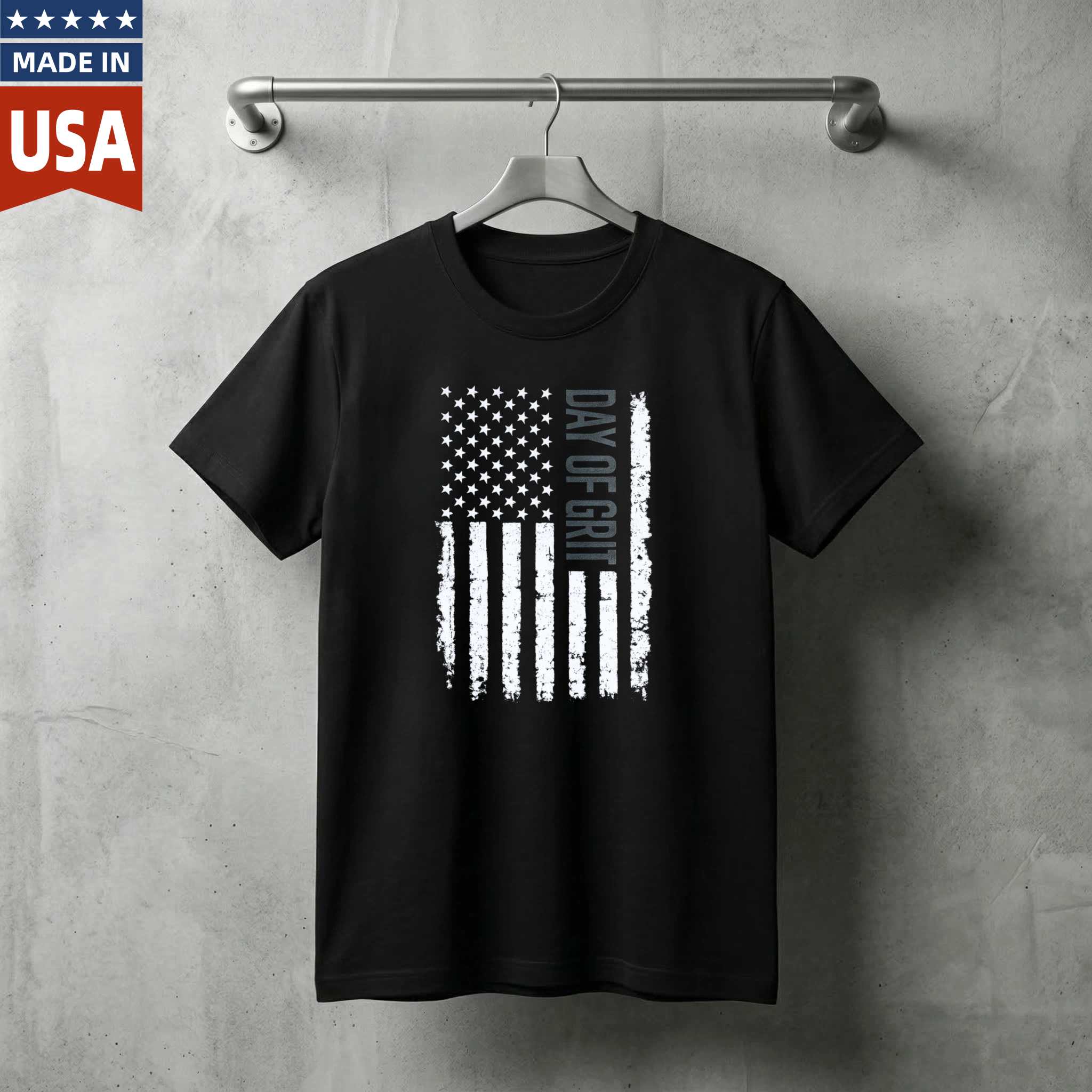 Day Of Gray American Flag T Shirt Made In Usa Patriotic Black Tee Men Women Unisex Apparel