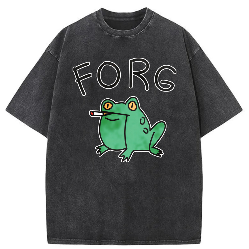 Frog Smoking Cigarette With Text Above tshirt 100% cotton