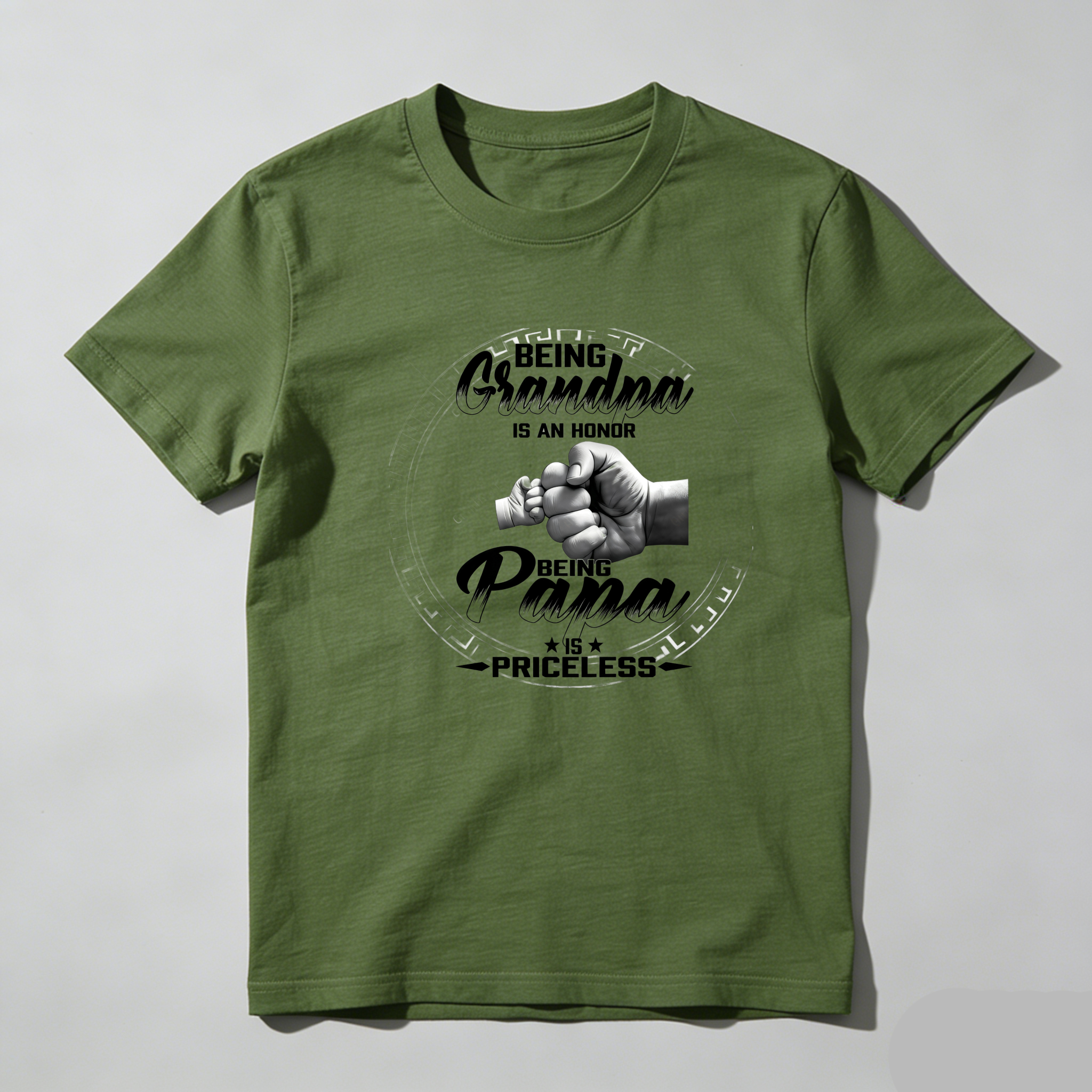 TEECURENT Being Grandpa Is An Honor Being Papa Is Priceless Pure Cotton Short Sleeve T Shirt-TeeCurent