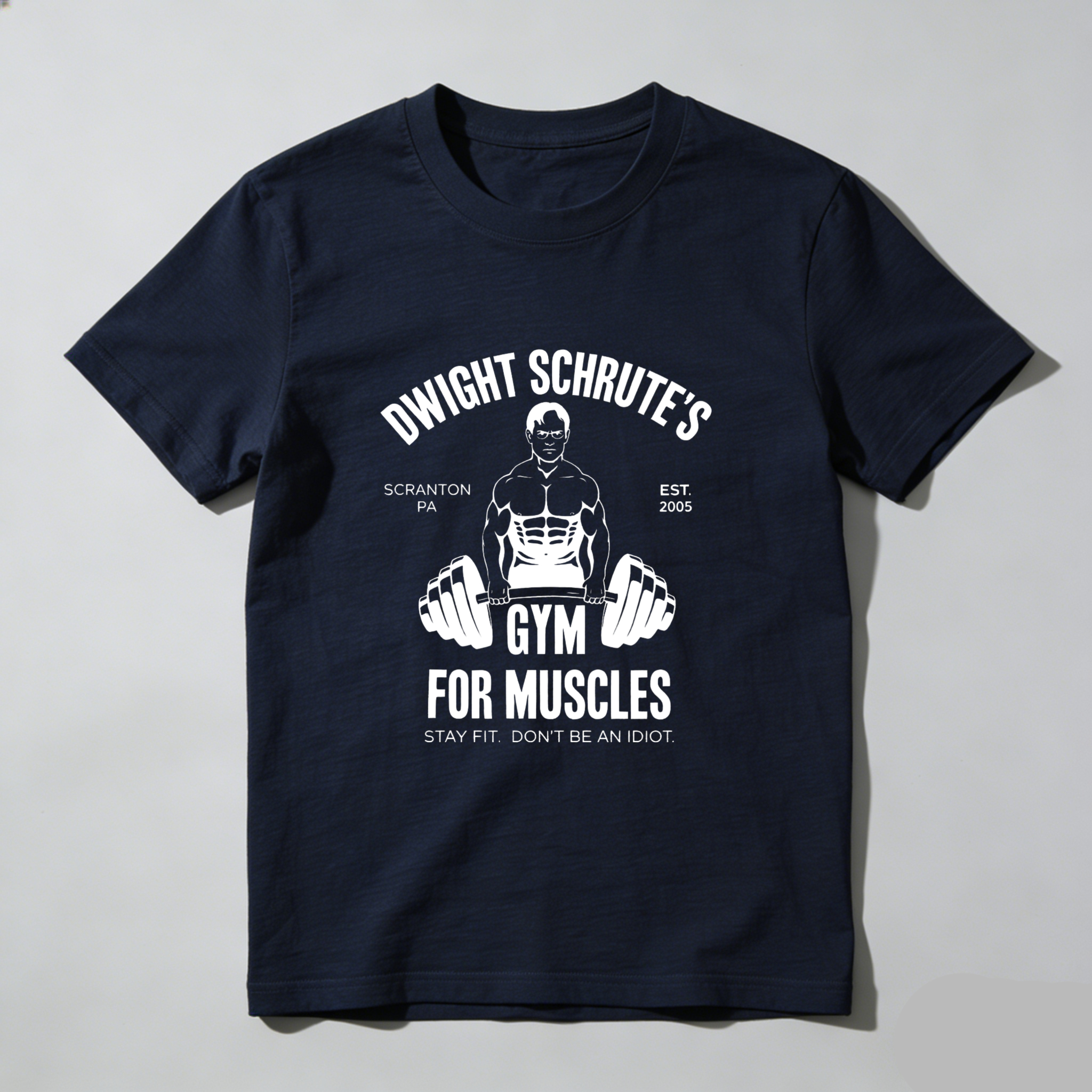 TEECURENT Dwight Schrutes Gym For Muscles T Shirt Scranton Pa Est 2005 Stay Fit Dont Be An Idiot Workout Tee