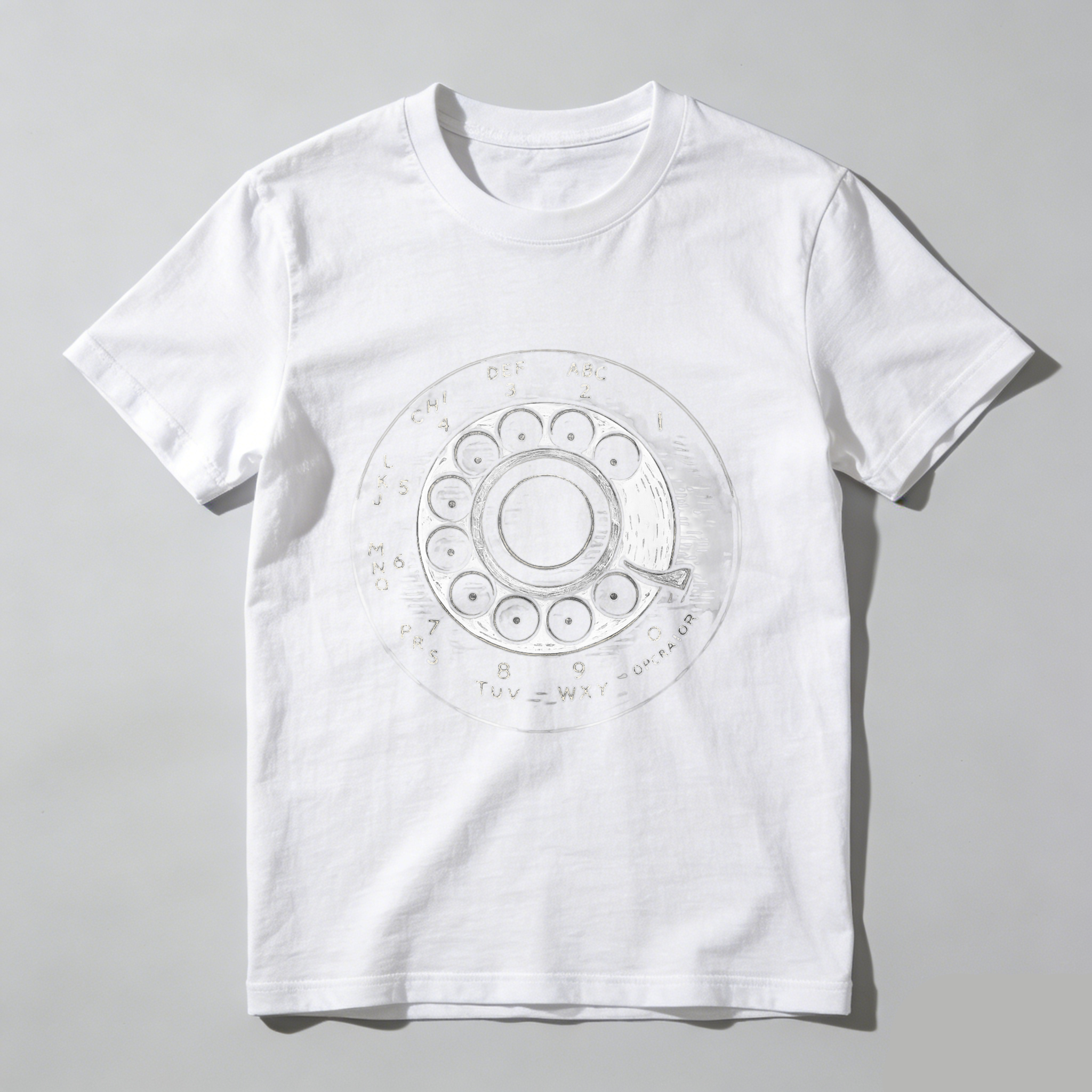 Vintage Rotary Phone Dial Design T Shirt Made In Usa Classic Retro Telephone Pattern Black Cotton Unisex Tee