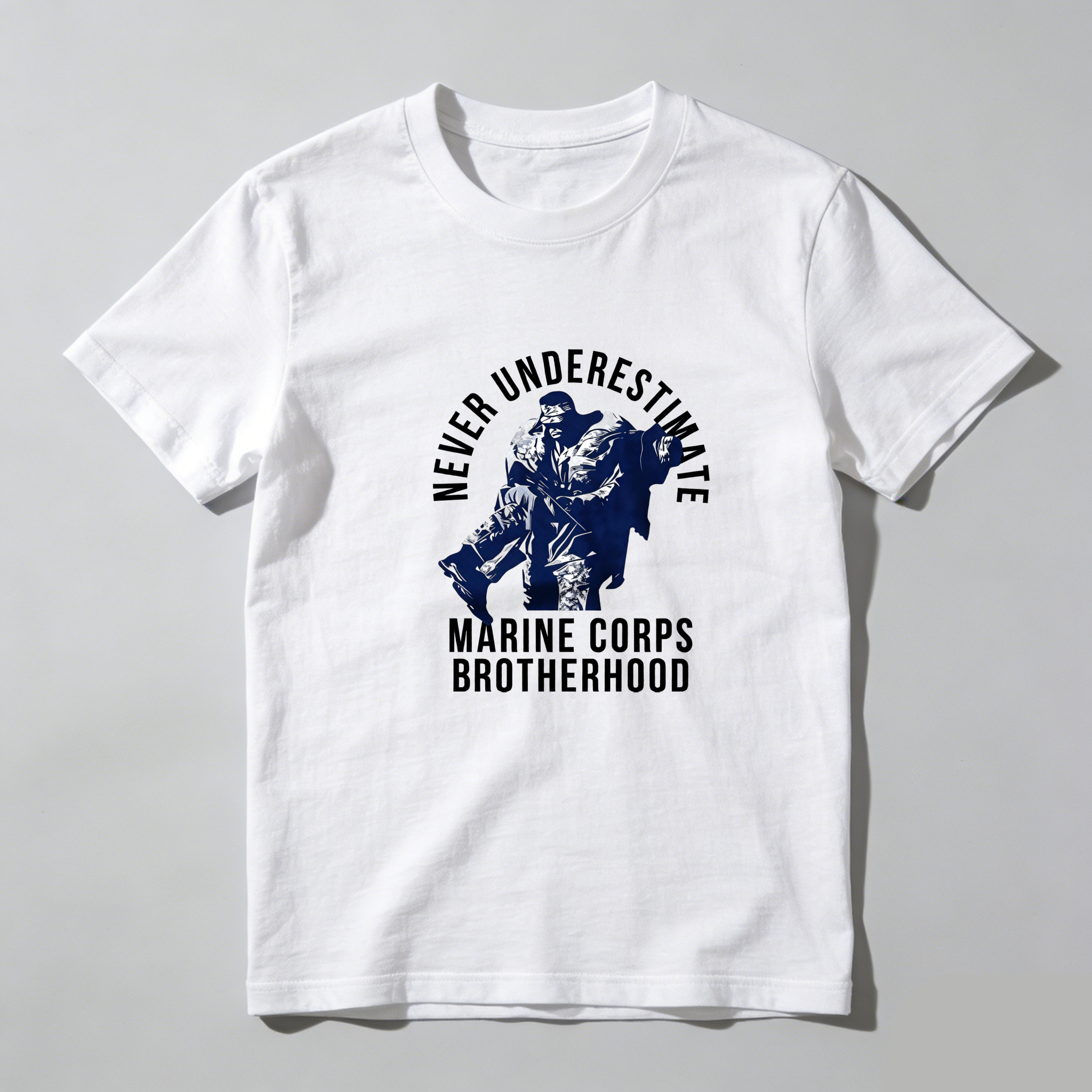 TEECURENT Never Underestimate Marine Corps Brotherhood Pure Cotton Short Sleeve T Shirt-TeeCurent