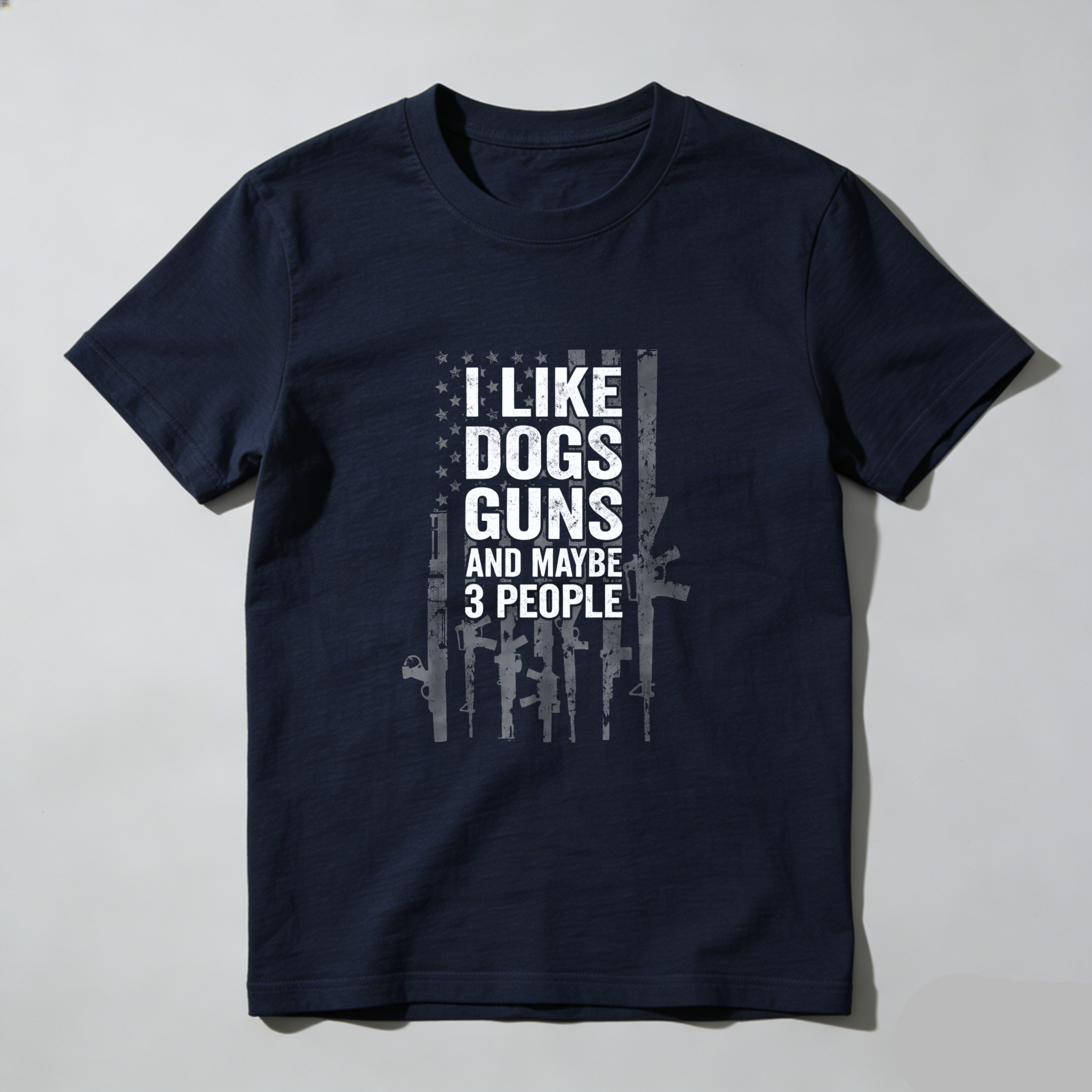 TEECURENT I Like Dogs Guns And Maybe 3 People T Shirt Men Women Black Graphic Tee Gun Lover Dog Owner Funny Statement Shirt