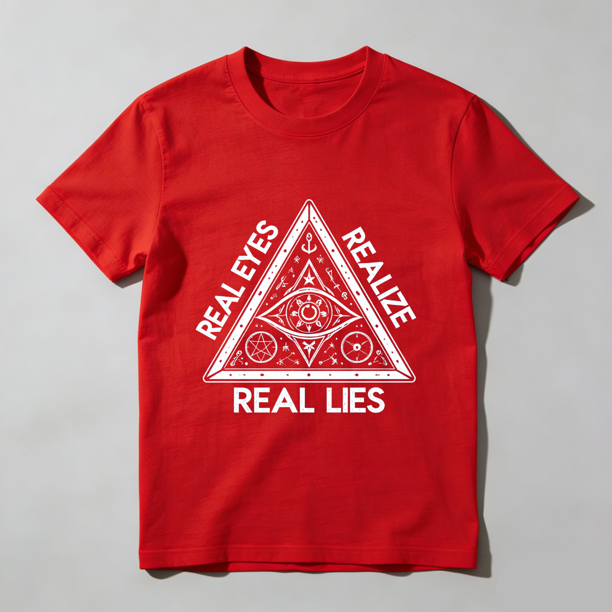 TEECURENT  Real Eyes Realize Real Lies Pyramid Eye Symbol(7) TEECURENT