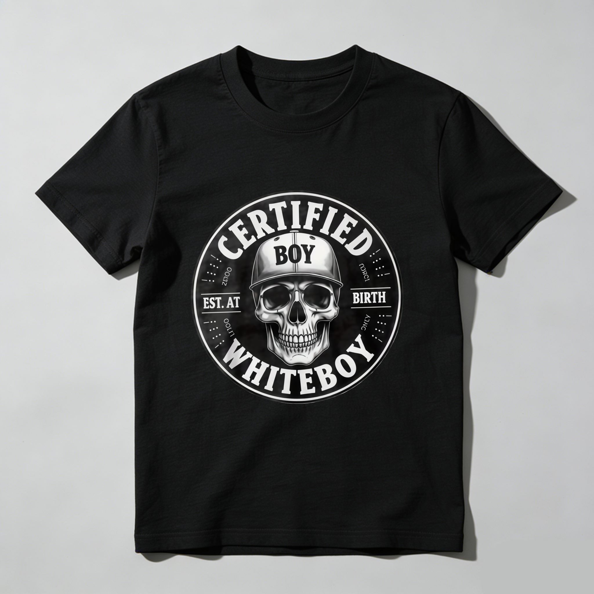 TEECURENT T-SHIRT  Certified Boy Whiteboy Skull Design
