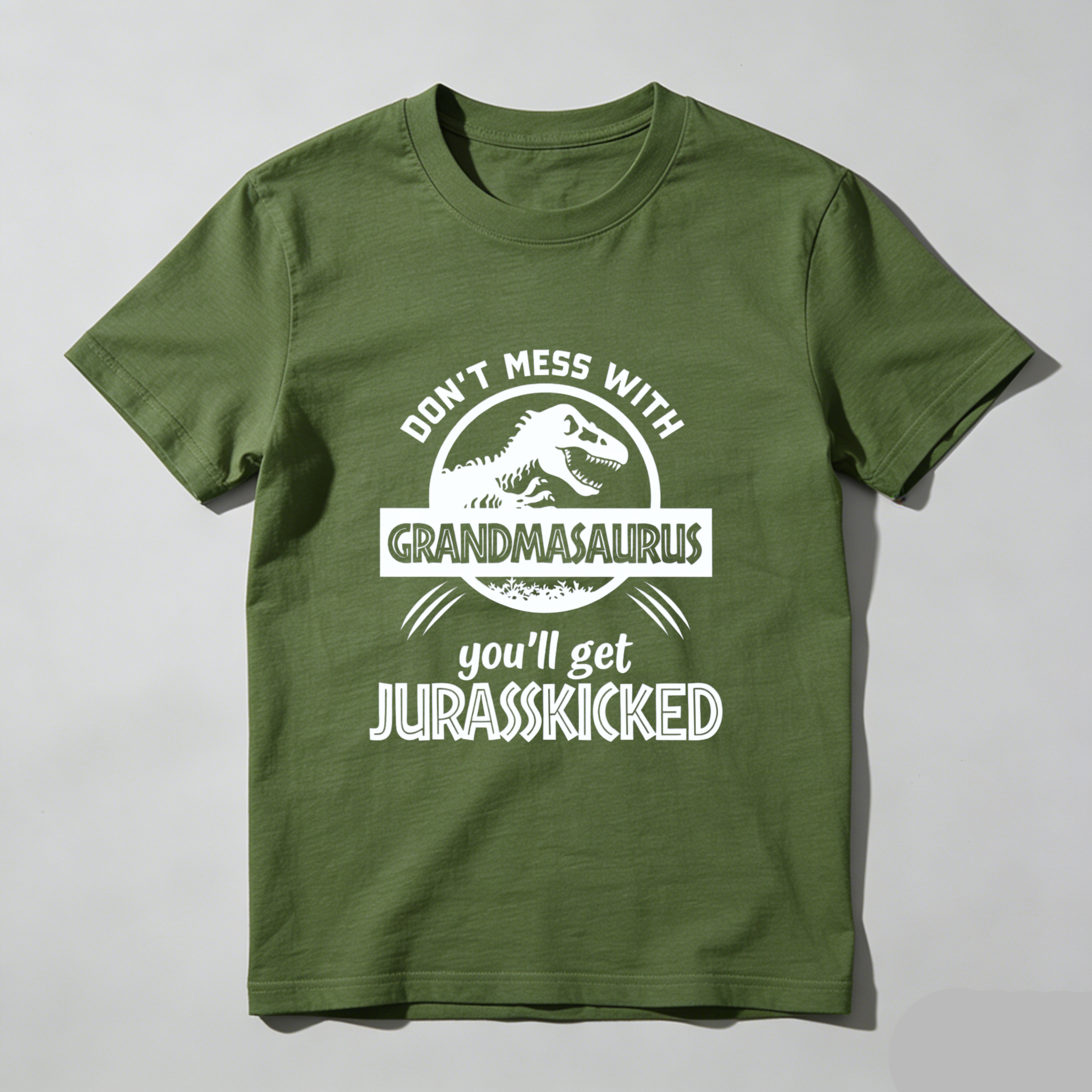 TEECURENT Dont Mess With Grandmasaurus Youll Get Jurasskicked Funny Dinosaur Shirt For Grandma Mother Birthday Gift Humor Tshirt WOMEN