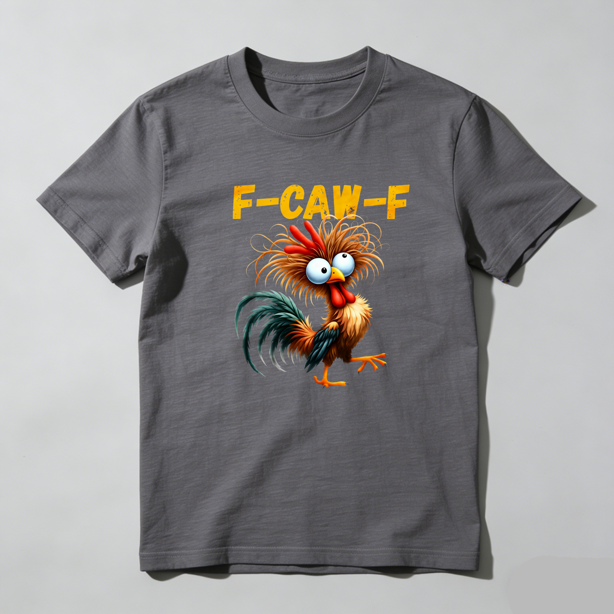 TEECURENT Funny Rooster F Caw F Pure Cotton Short Sleeve T Shirt-TeeCurent