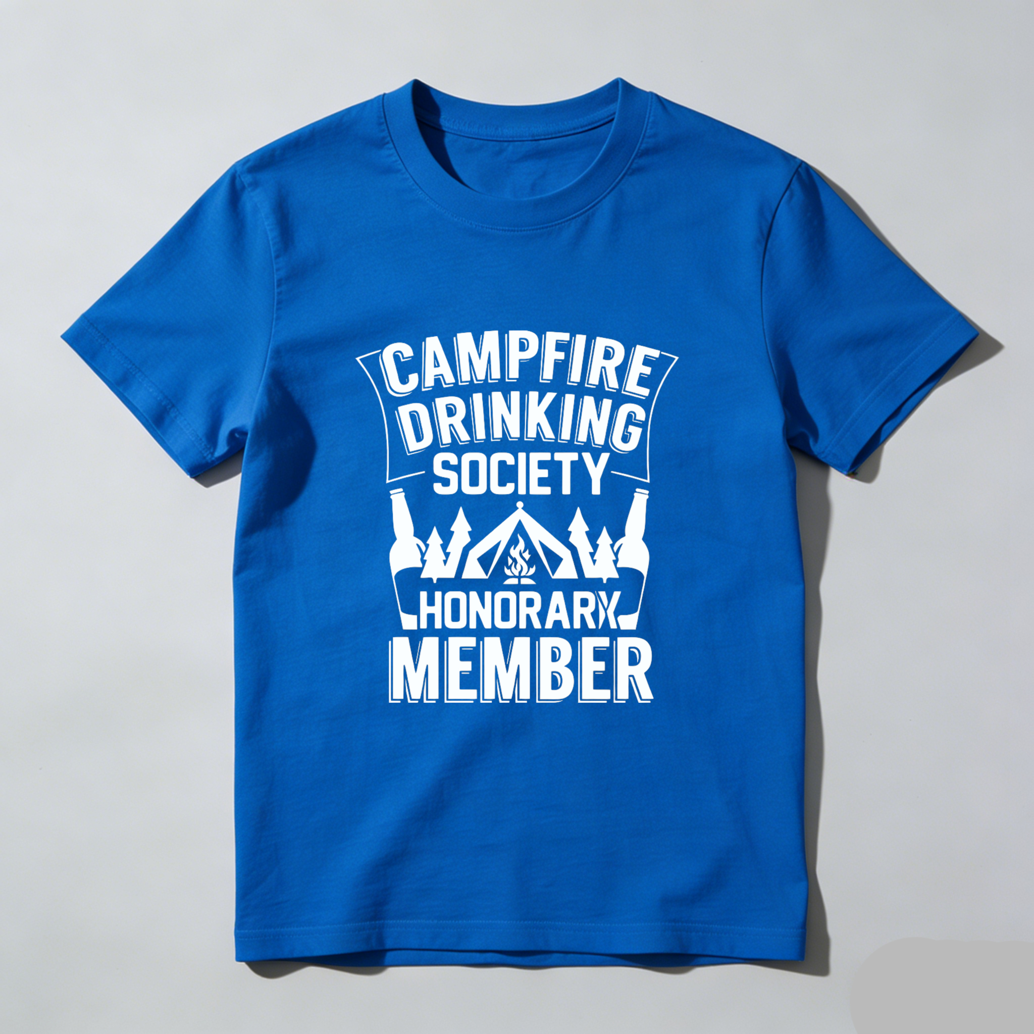 TEECURENT Campfire Drinking Society Honorary Member T-Shirt Outdoor Camping Beer Party Shirt Funny Gift For Men Women WOMEN