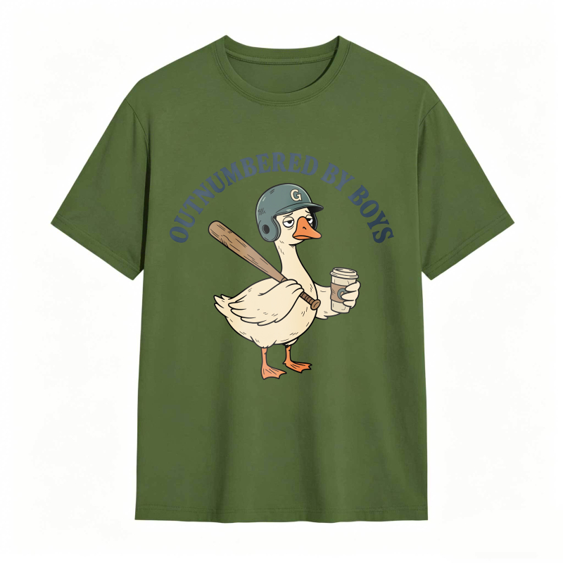 Comfort Colors Outnumbered By Boys Baseball Mom Goose Funny T-shirt