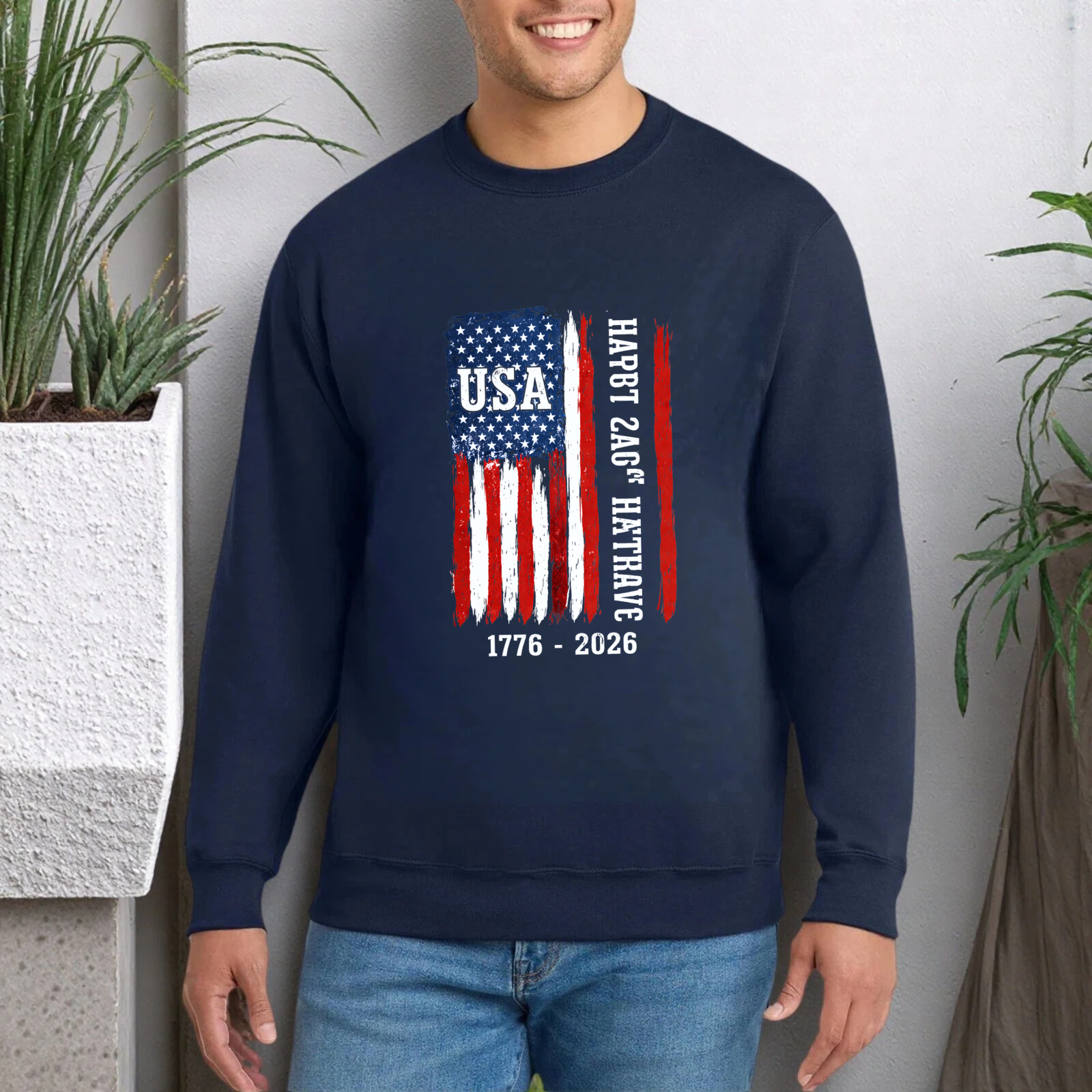 Usa Flag Sweatshirt Happy 240th Birthday 1776 2026 American Independence Day Celebration Crewneck Pullover