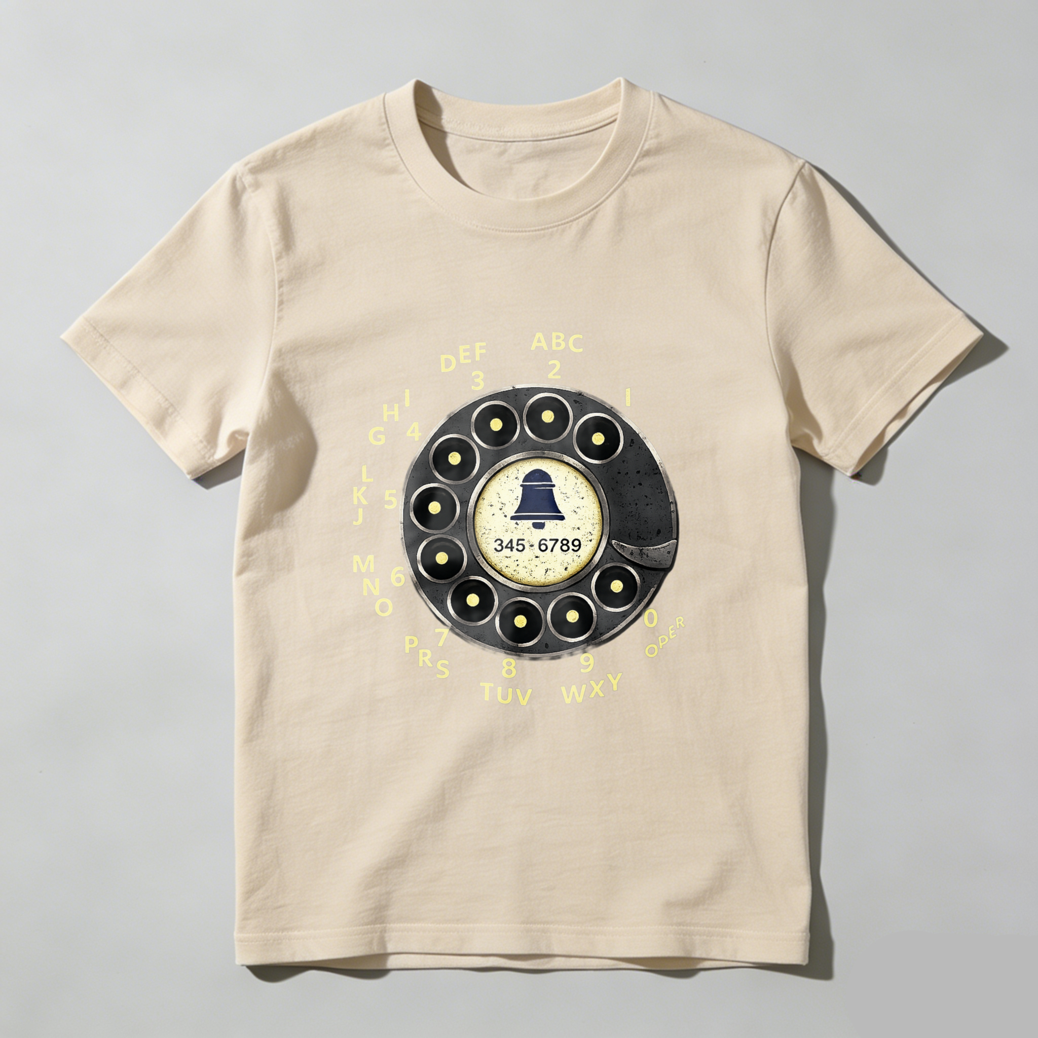 Vintage Rotary Phone Dial T-Shirt Made In Usa Classic Telephone Design Black Cotton Shirt For Men And Women Retro Communication Style Gift Idea