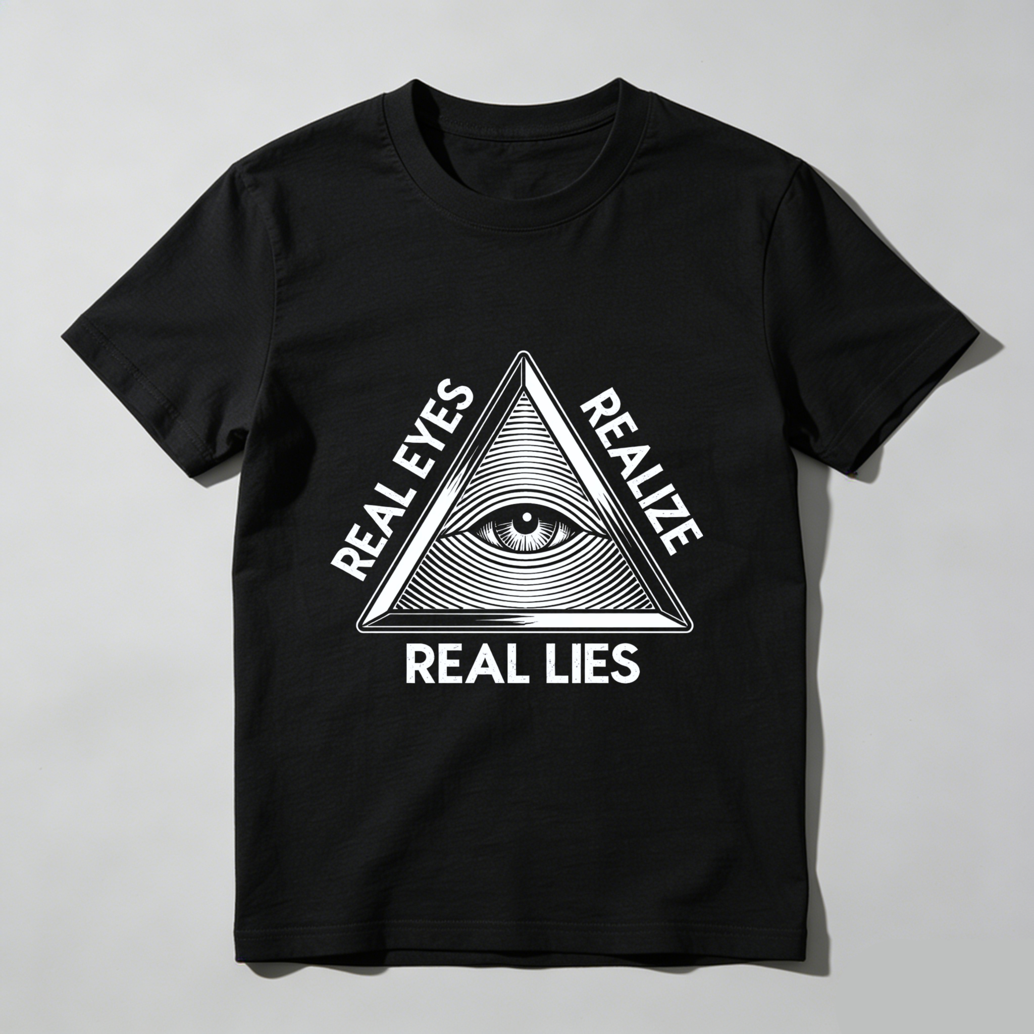 TEECURENT  Real Eyes Realize Real Lies Pyramid Eye Symbol(4) TEECURENT