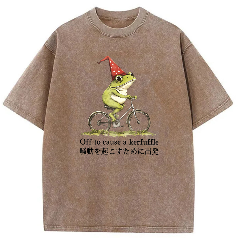 Frog Riding Bike With Party Hat tshirt 100% cotton