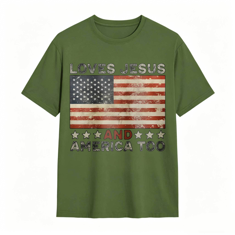 American Flag Print Graphic Tee