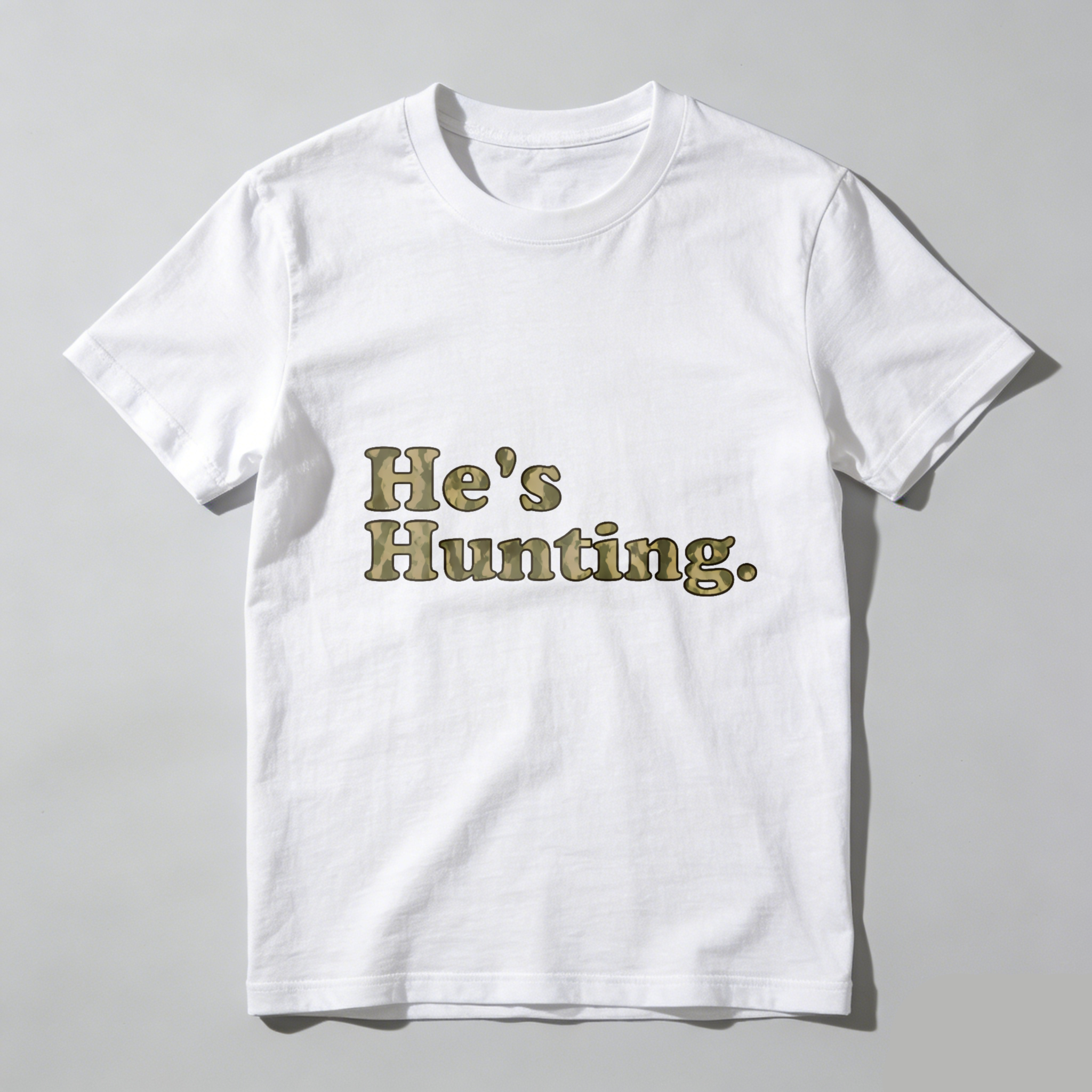 TEECURENT Hes Hunting Black T Shirt Men Women Casual Graphic Tee Shirt Unisex Top Fashion Statement Clothing-TeeCurent