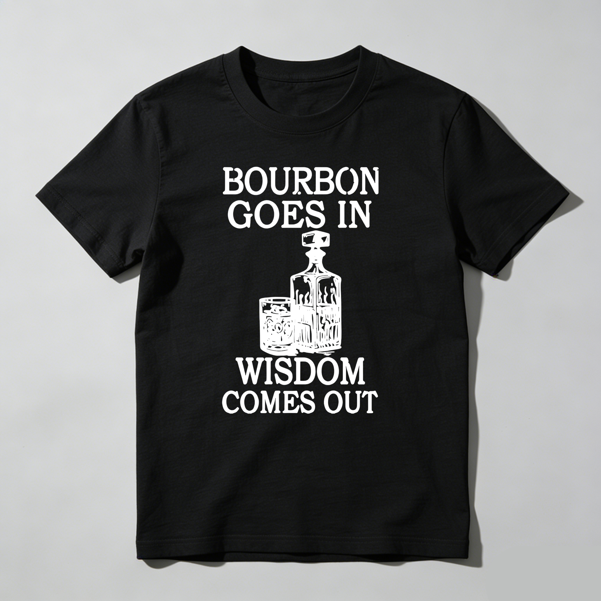 TEECURENT Bourbon Goes In Wisdom Comes Out Pure Cotton Short Sleeve T Shirt-TeeCurent
