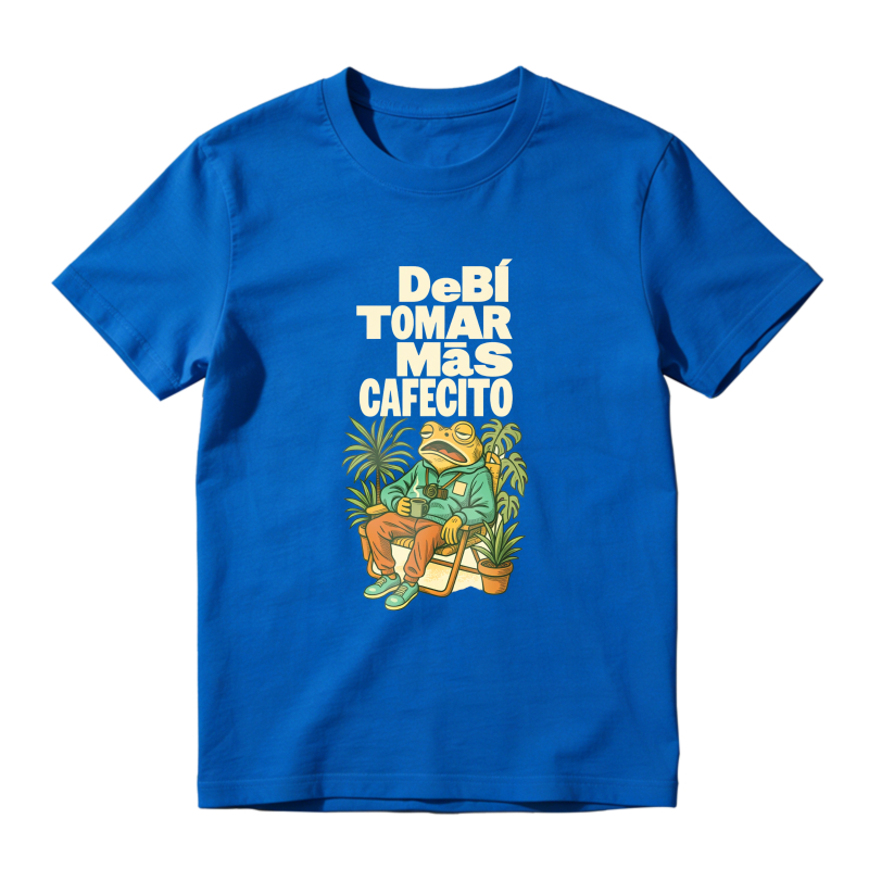 Frog Drinking Coffee With Plants And Text Debi Tomar Mas Cafecito Unisex Classic T-shirt