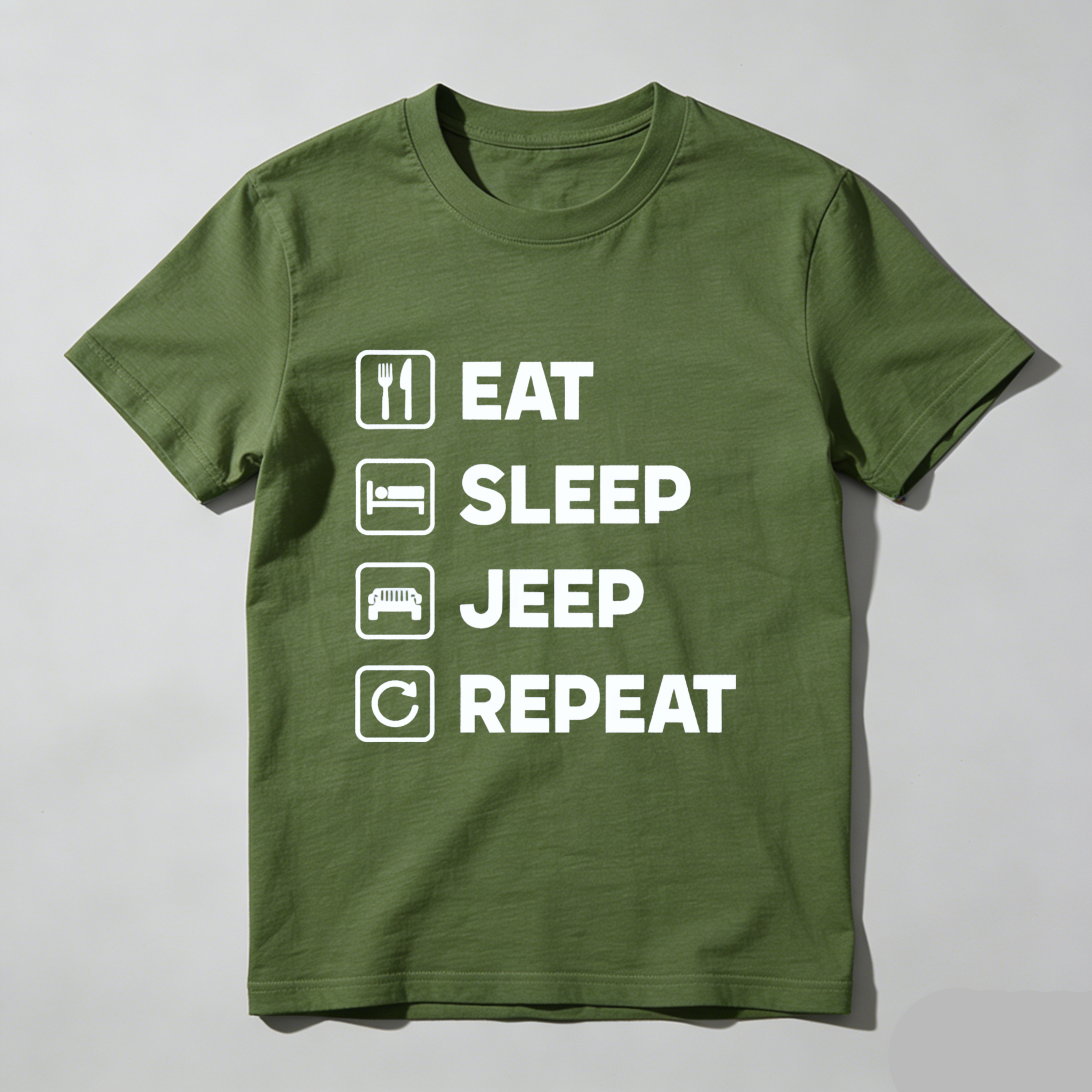 Eat Sleep Jeep Repeat T Shirt For Jeep Enthusiasts And Off Road Adventure Lovers