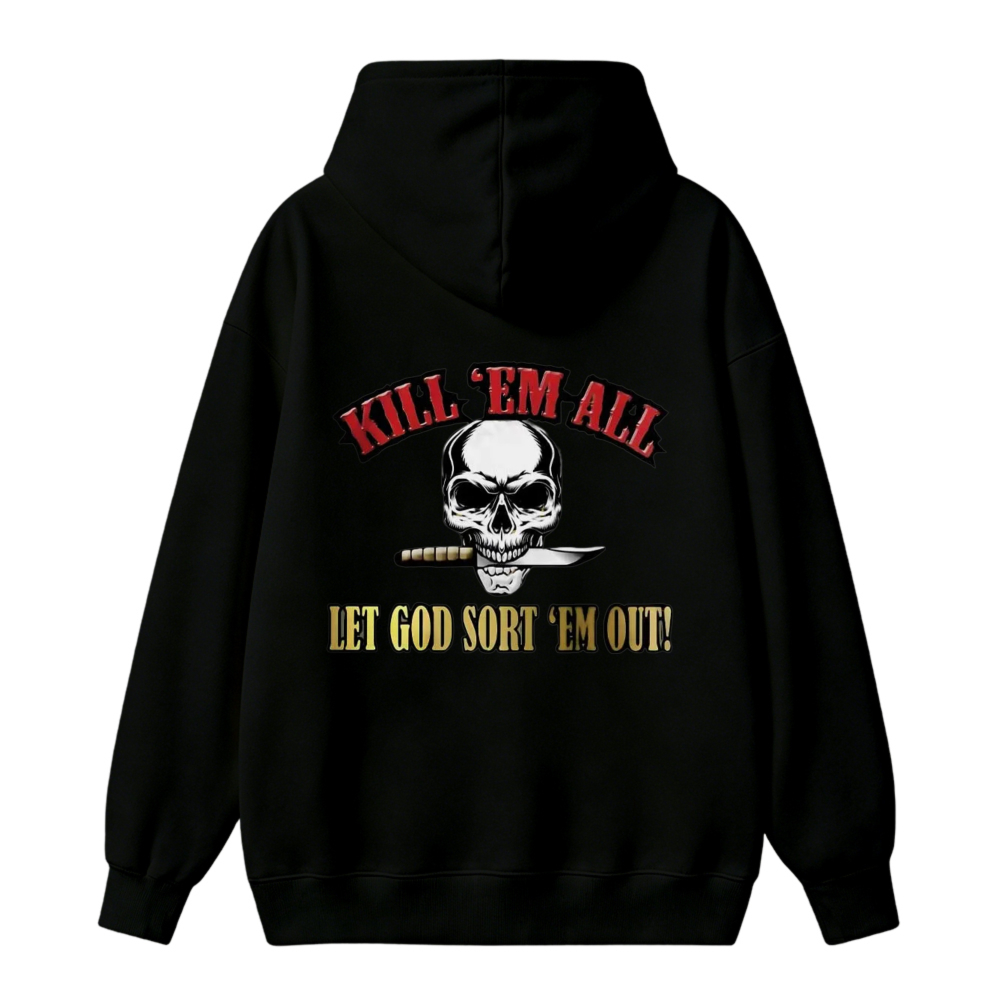 Skull And Knife Graphic Print Unisex Classic Hoodie
