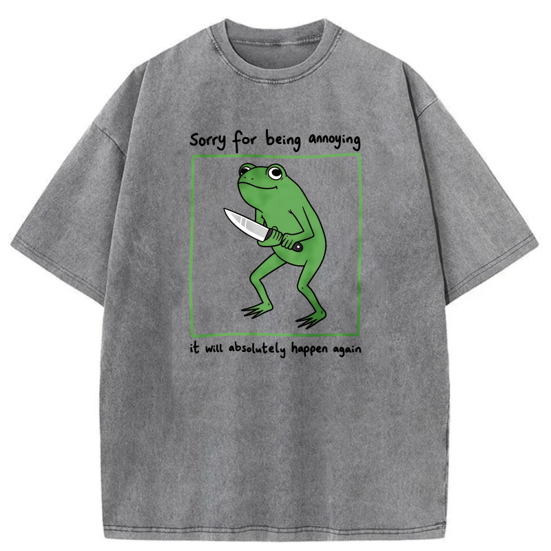 Frog Holding Knife Sorry For Being Annoying tshirt 100% cotton