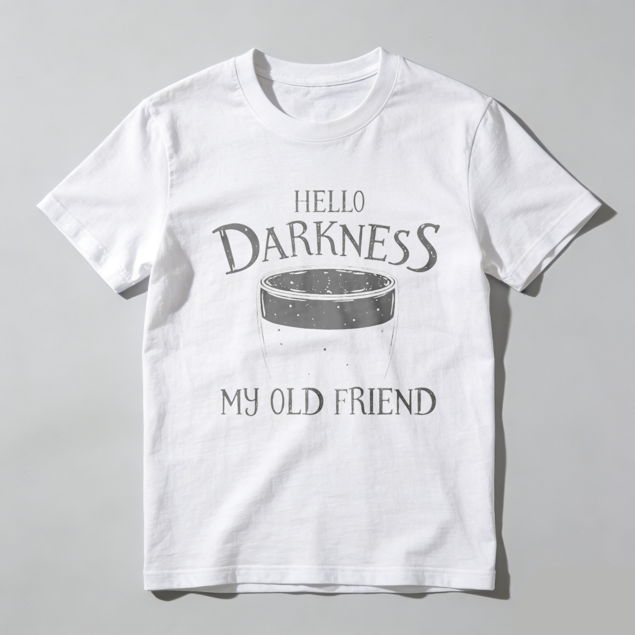 TEECURENTHello Darkness My Old Friend Beer Glass T-Shirt Black Men Women Casual Graphic Tee Shirt Unisex Top Fun Drink Themed Apparel-TeeCurent