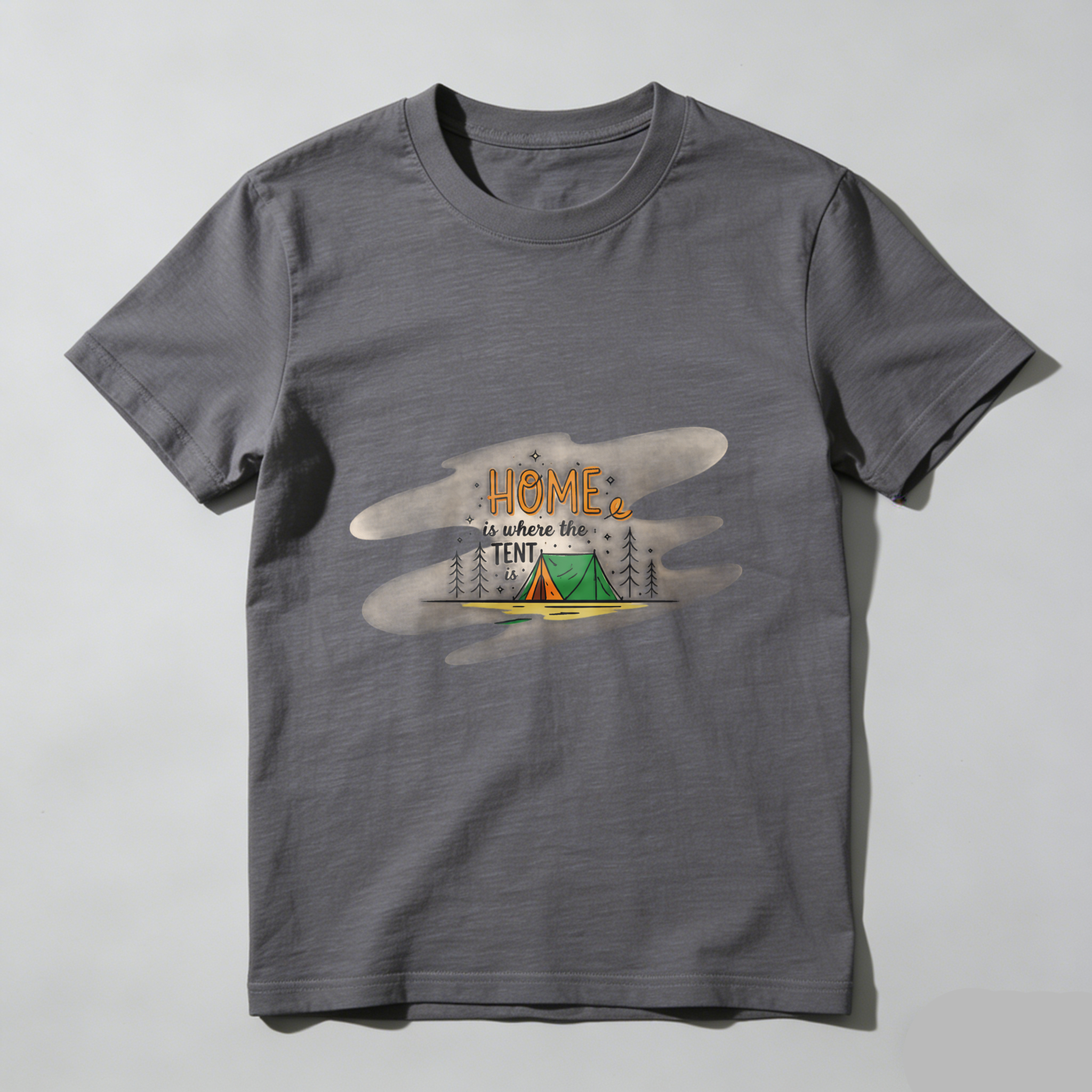 TEECURENT Home Is Where The Tent Is Camping T Shirt Outdoor Adventure Tee For Nature Lovers WOMEN