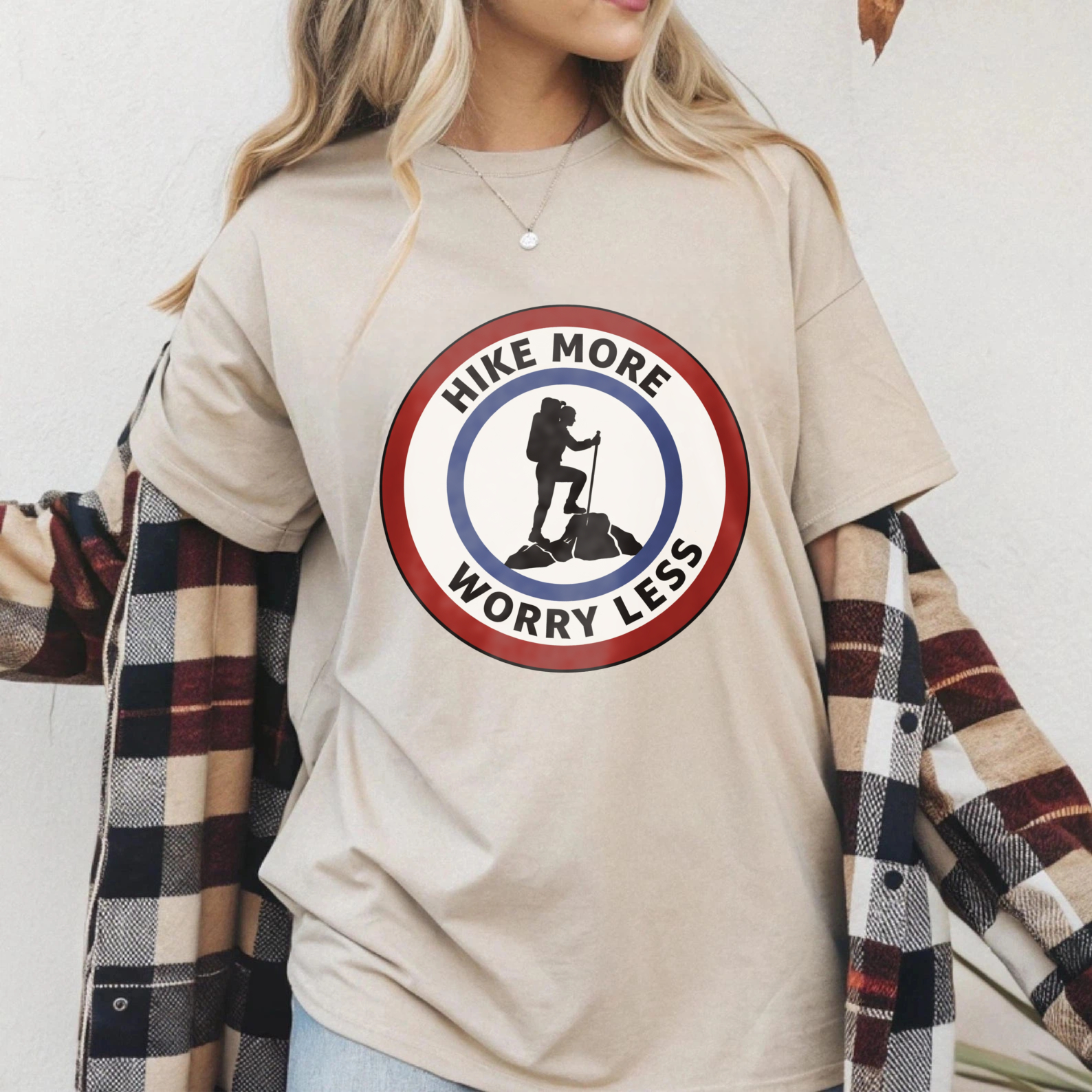 TEECURENT Hike More Worry Less Outdoor Adventure T Shirt For Hiking Enthusiasts And Nature Lovers WOMEN