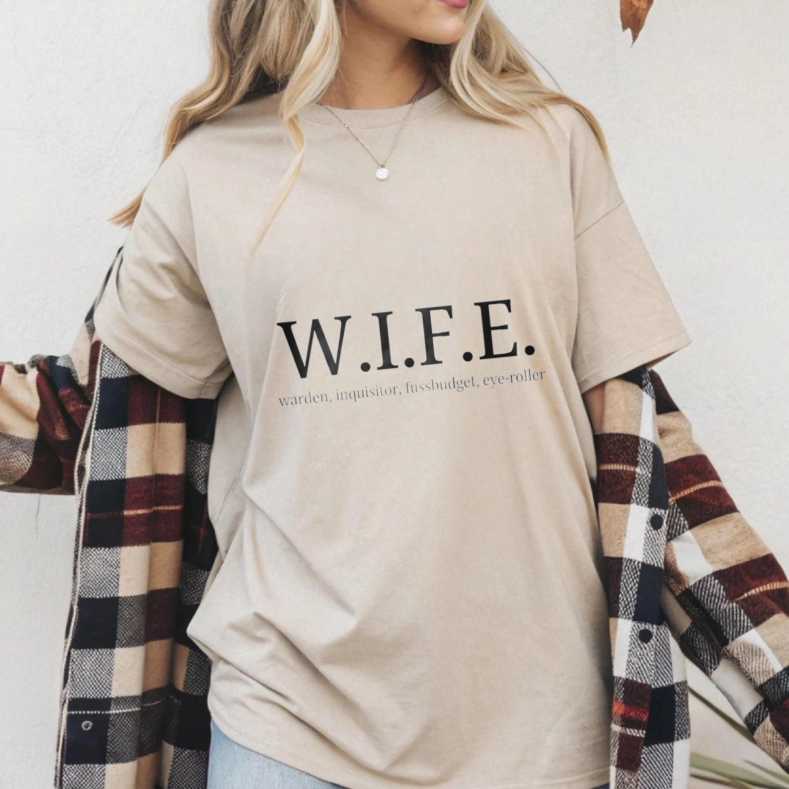 TEECURENT Wife Warden Inquisitor Fussbudget Eye Roller T Shirt Humor Gift For Husband Funny Couple Shirt WOMEN